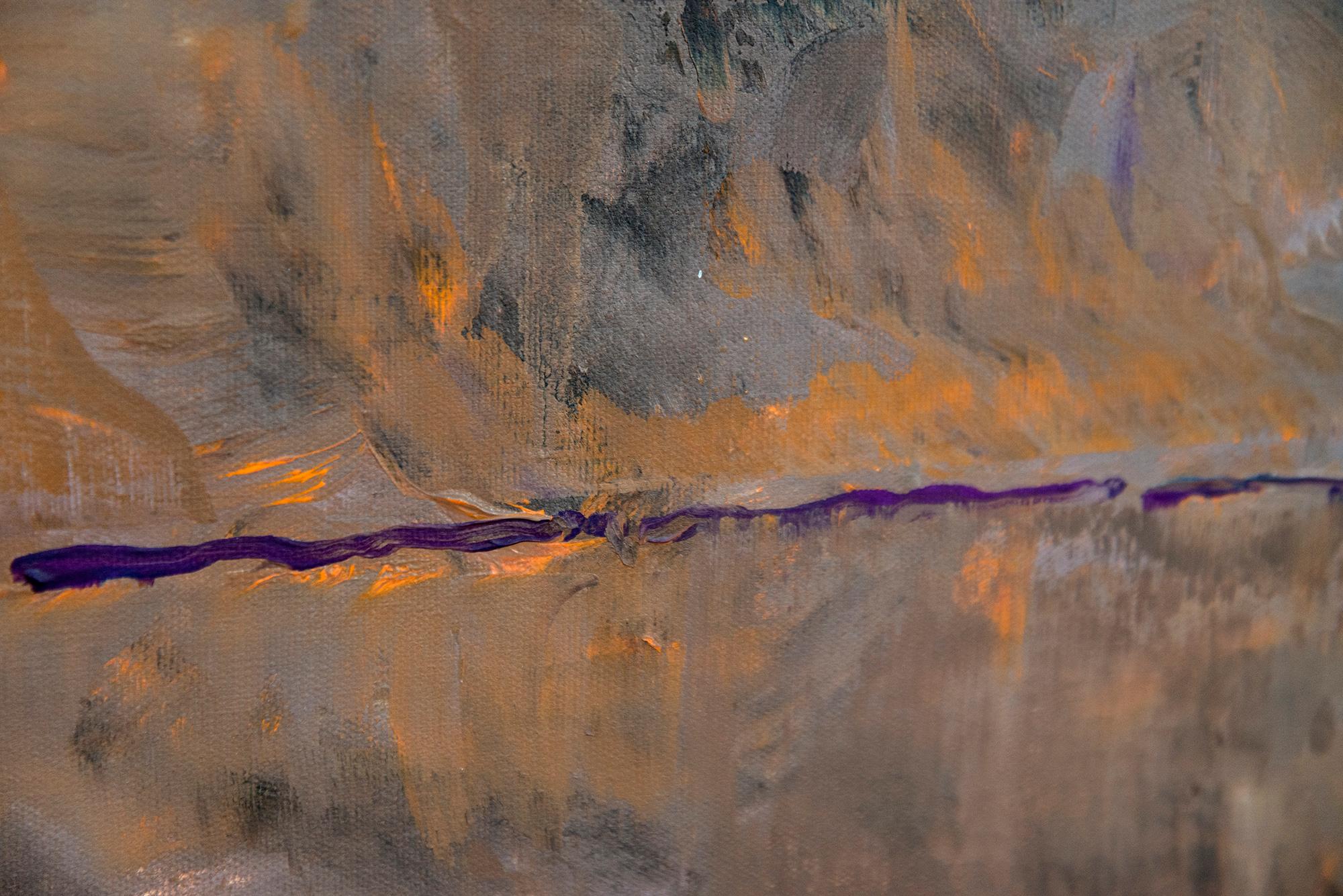 Serie Horizonte: Cielo marrón malva - contemporáneo, modernista, óleo sobre lienzo en venta 2