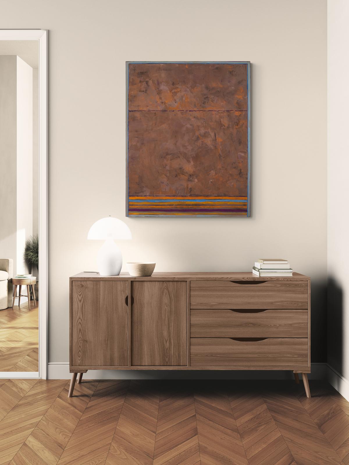 Serie Horizonte: Cielo marrón malva - contemporáneo, modernista, óleo sobre lienzo en venta 4