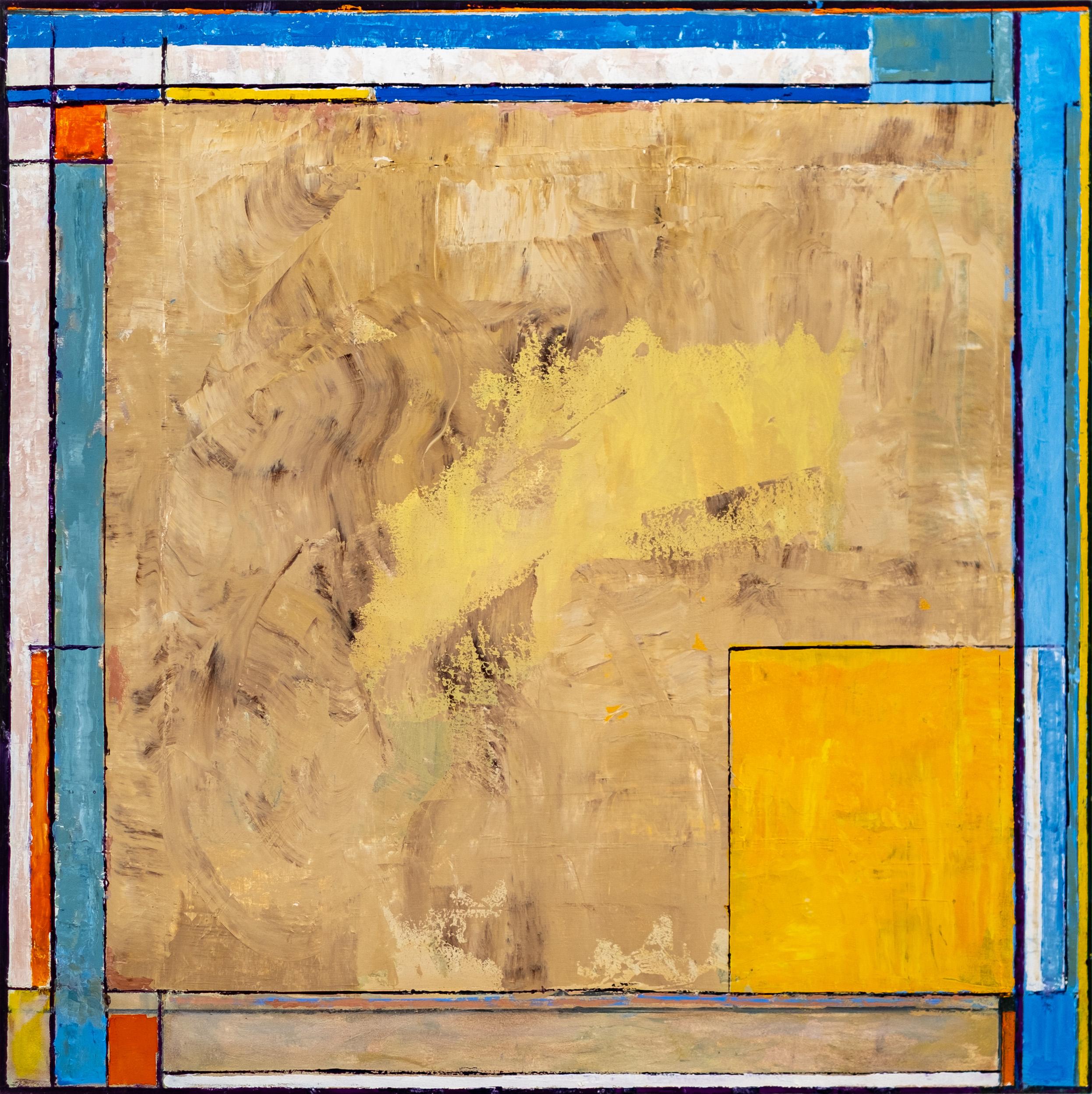 Mondrian y más allá nº 1, Amarillo - Pintura al óleo abstracta - Painting de David Sorensen