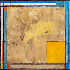 Mondrian and Beyond No.1, Yellow - Abstract Oil Painting