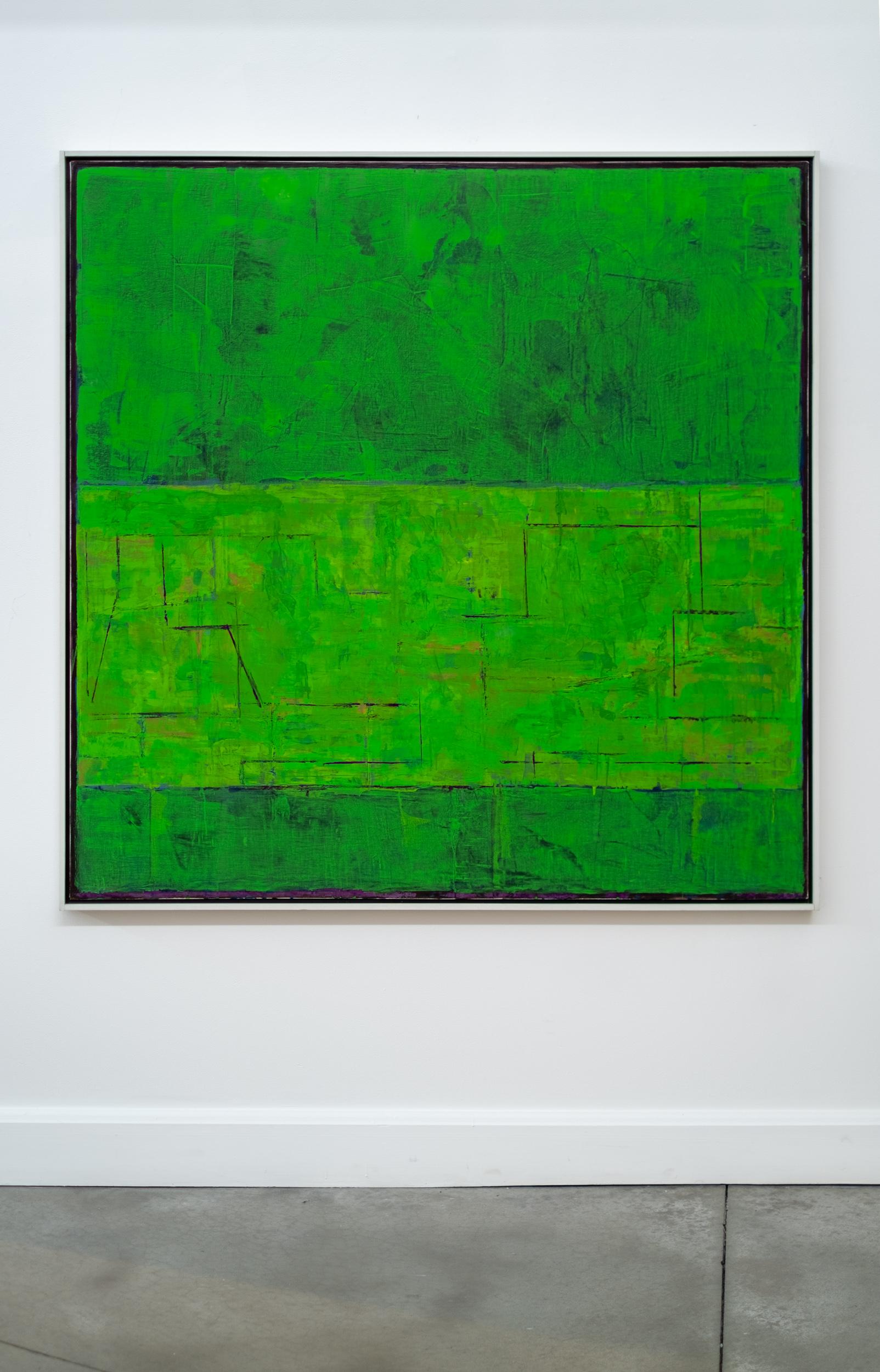 Serie Precolombina: Uxmal (Verde) - contemporáneo, modernista, óleo sobre lienzo - Painting de David Sorensen
