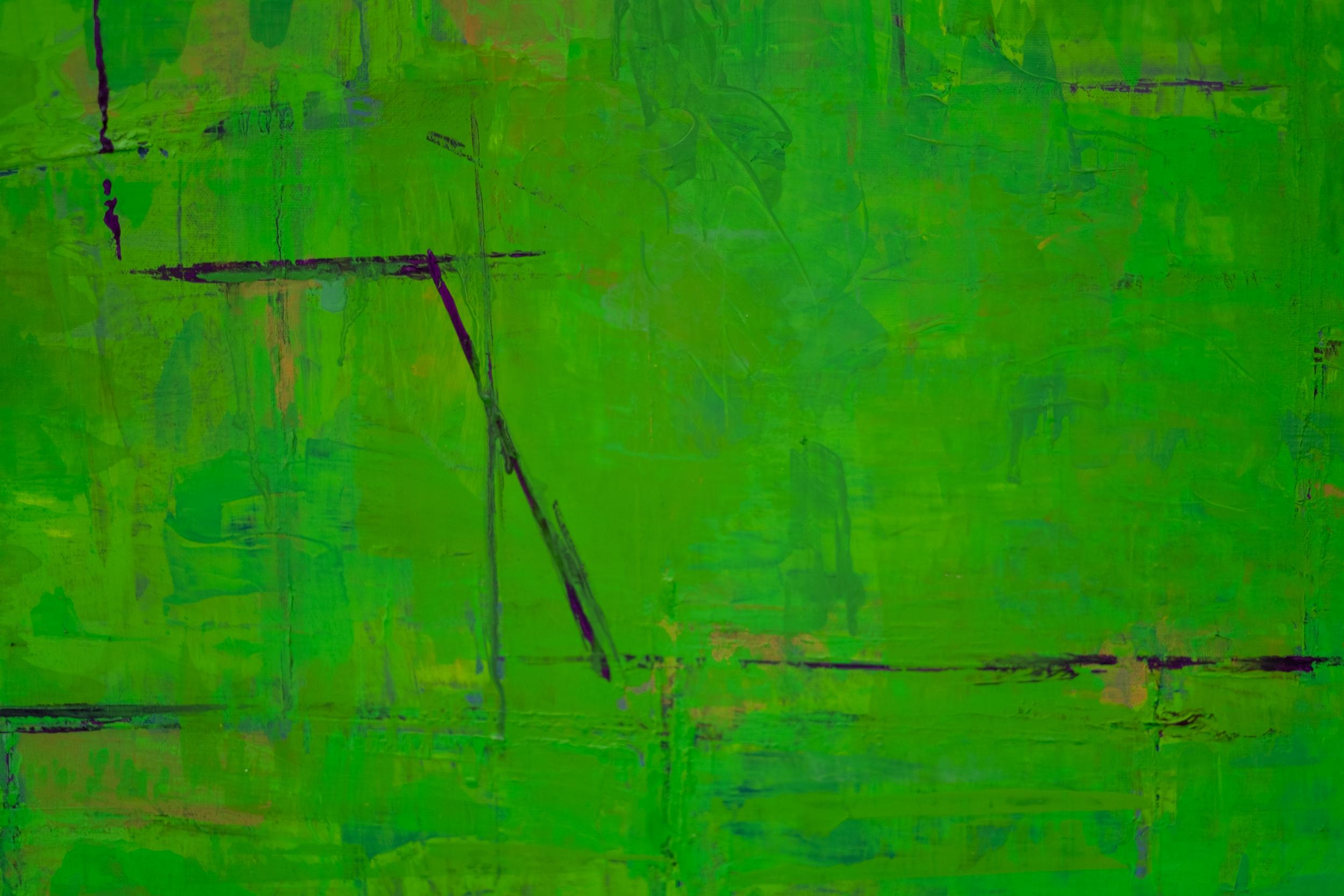 Serie Precolombina: Uxmal (Verde) - contemporáneo, modernista, óleo sobre lienzo en venta 3