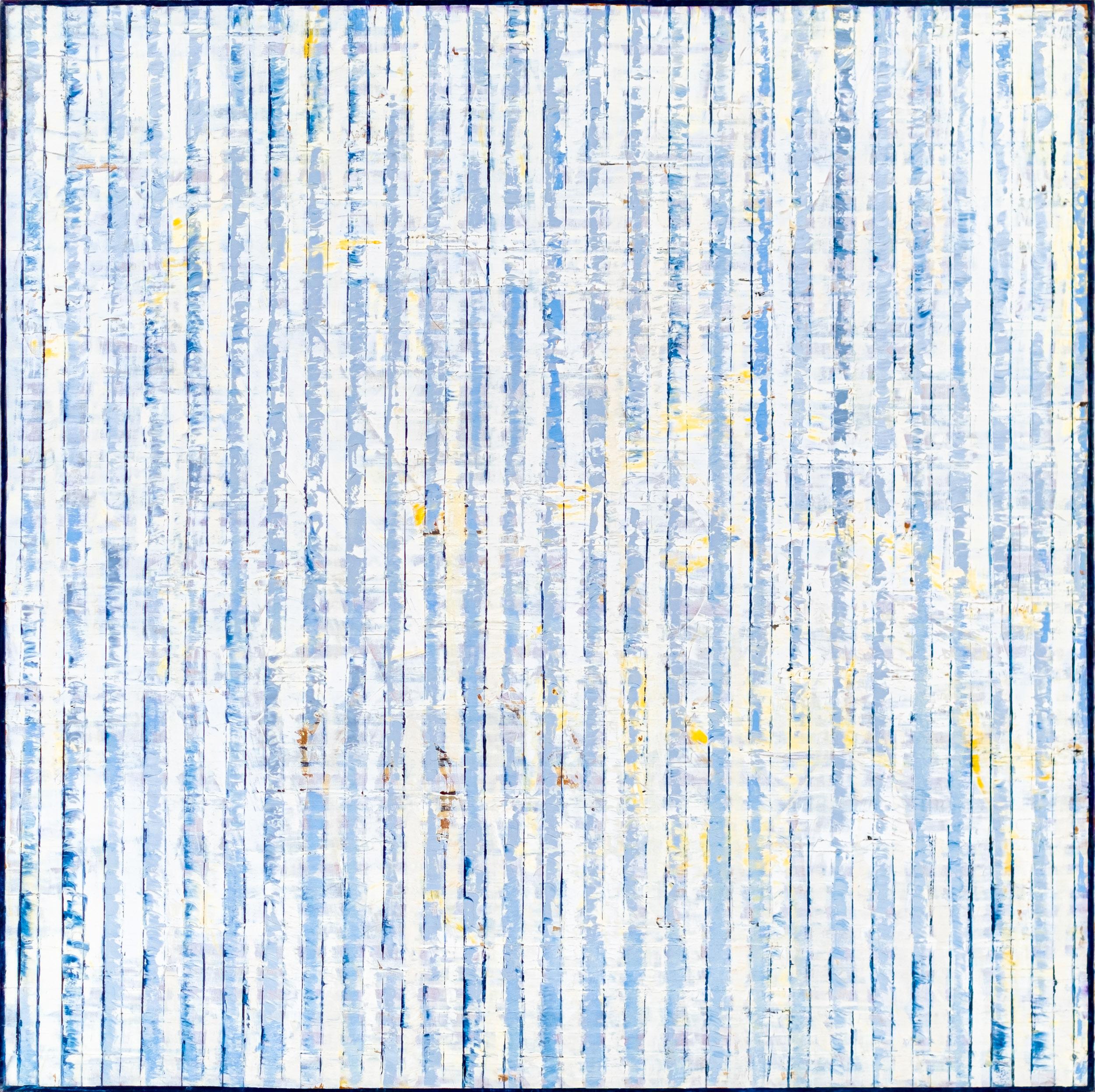 Quetzal Air - Abstraktes Gemälde, strukturiertes Blau und Gelb – Painting von David Sorensen