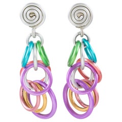 David Spada Dangle Clip Earrings Multicolor Pastel Aluminum