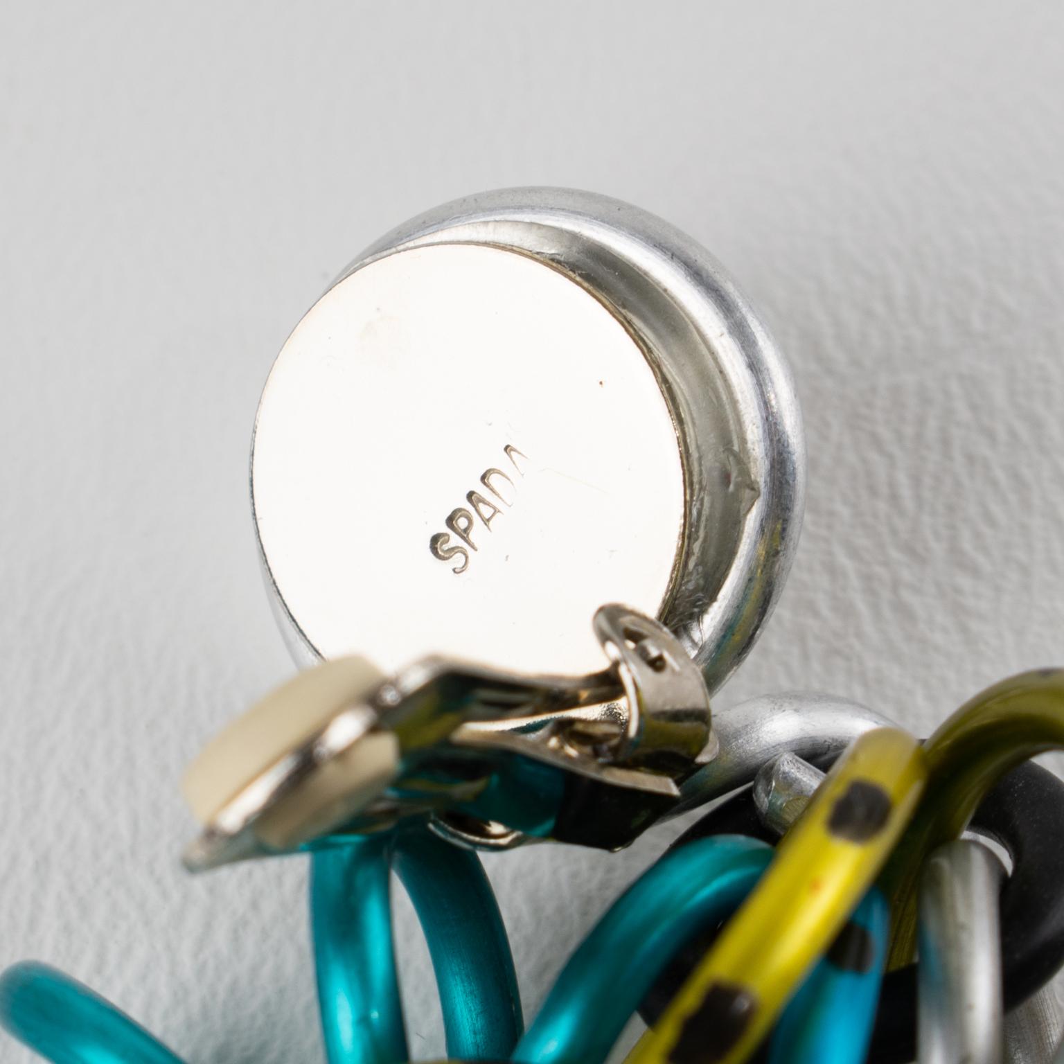 David Spada Orecchini a clip arcobaleno e argento in alluminio in vendita 2