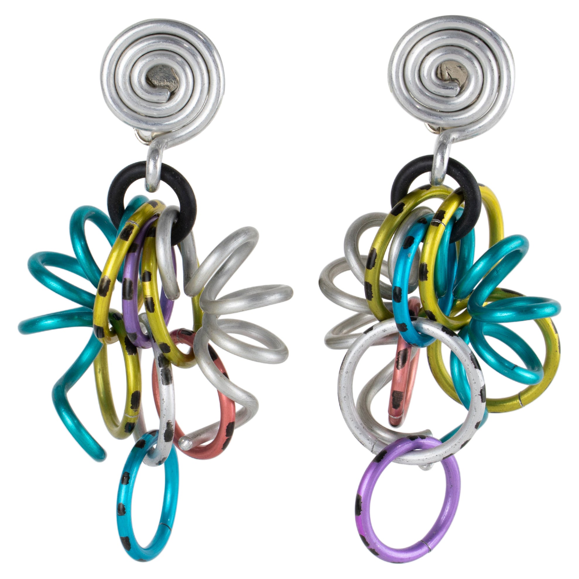 David Spada Orecchini a clip arcobaleno e argento in alluminio