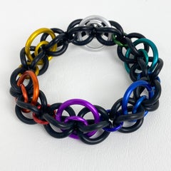 David Spada Modernist Multicolor Aluminum and Rubber Bangle Bracelet