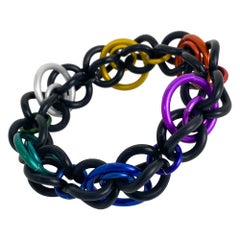 David Spada Modernist Multicolor Aluminum and Rubber Bangle Bracelet