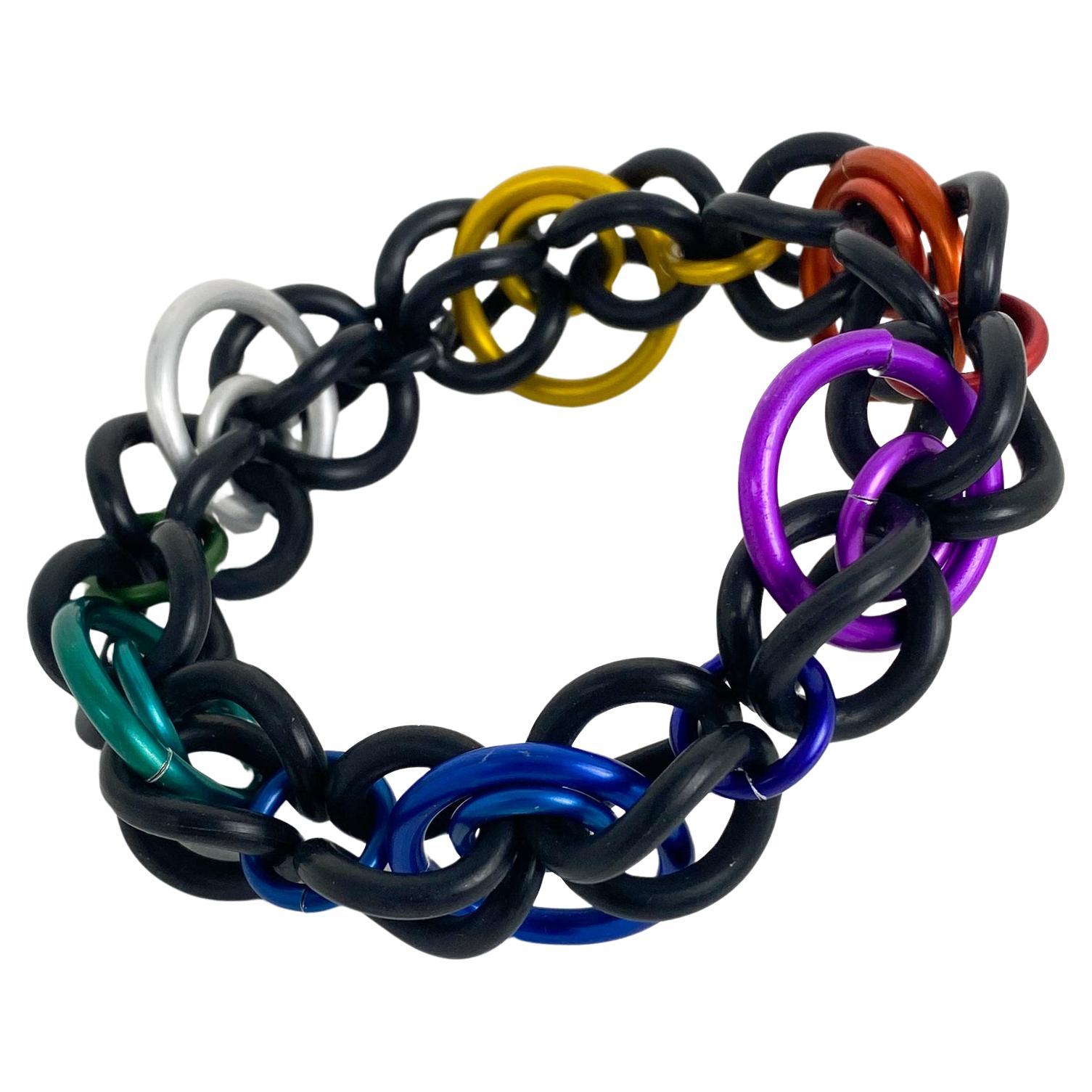 David Spada Bracciale modernista multicolore in alluminio e caucciù in vendita