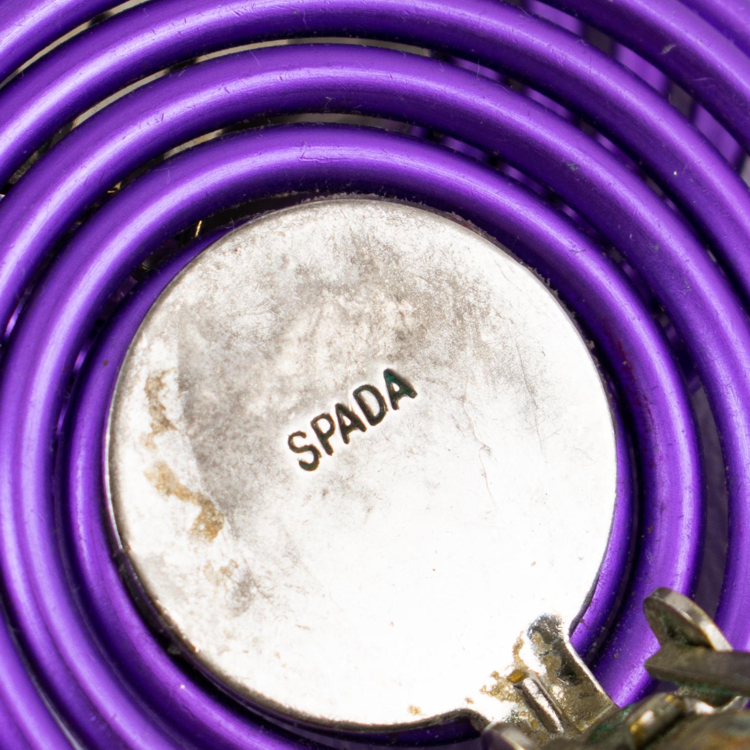 Donna David Spada Orecchini a clip in alluminio a spirale viola modernista in vendita