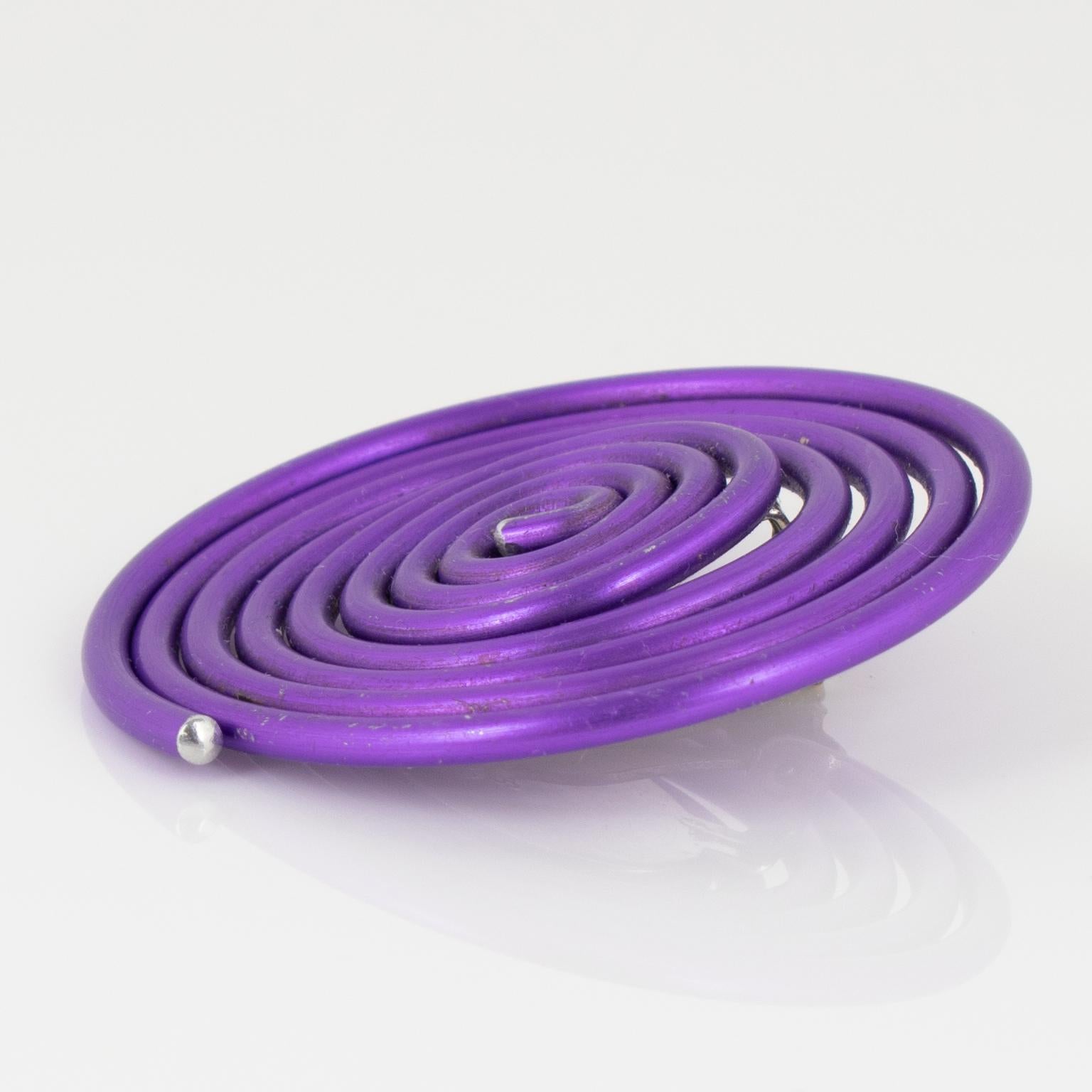 David Spada Orecchini a clip in alluminio a spirale viola modernista in vendita 2