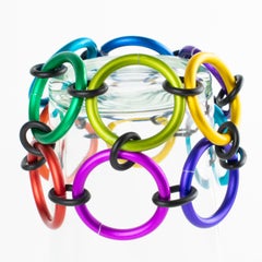David Spada Modernist Rainbow Multicolor Aluminum Bangle Bracelet
