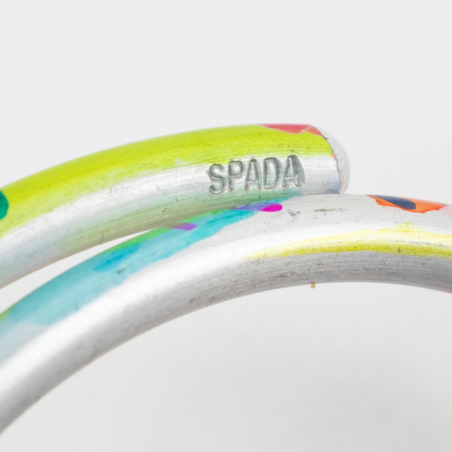 De las mujeres Pendientes de clip de aluminio en espiral multicolor David Spada en venta