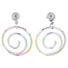 David Spada Multicolor Spiral Aluminum Dangle Clip-on Earrings