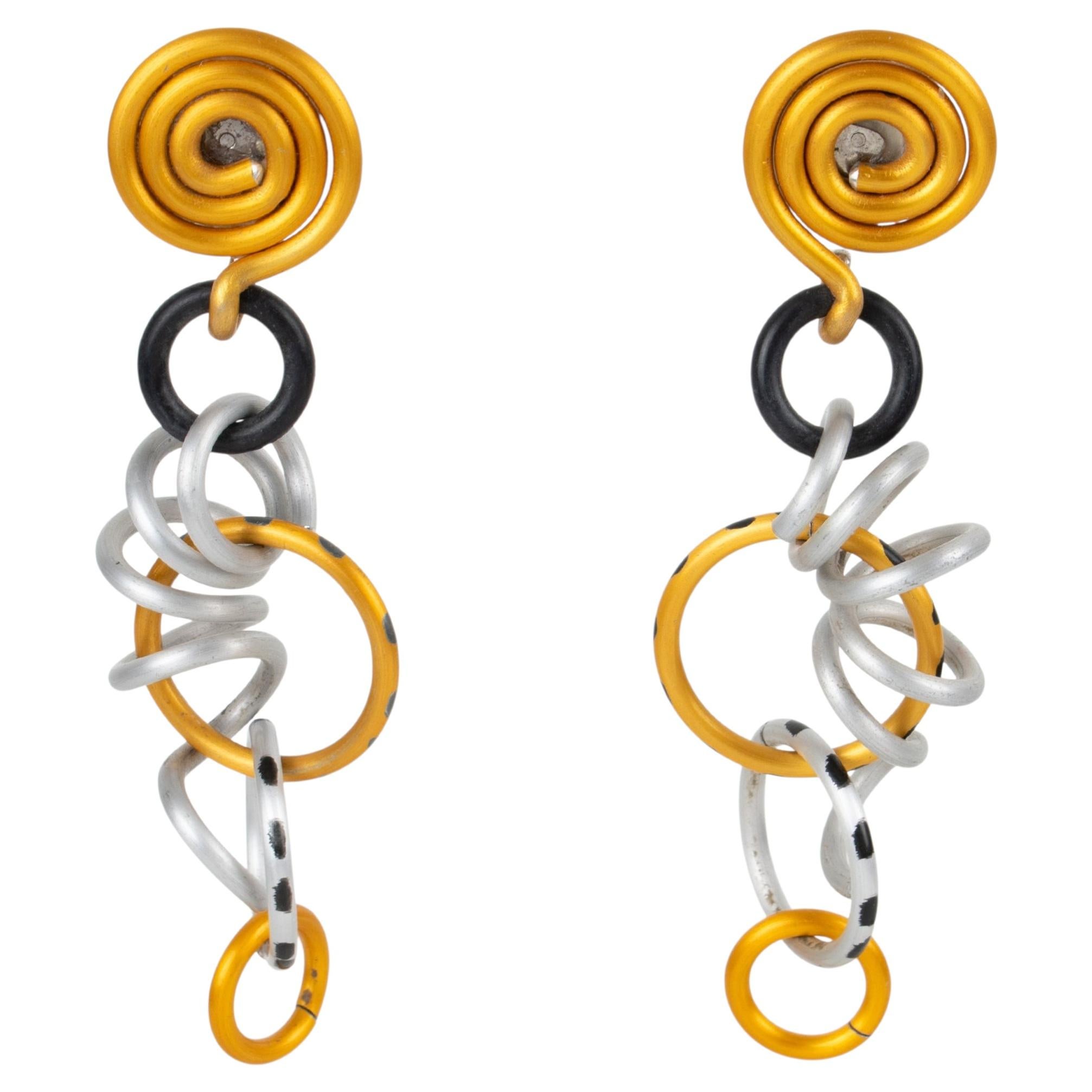 David Spada New York Gold- und Silber-Aluminium-Ohrringe mit Ohrstecker