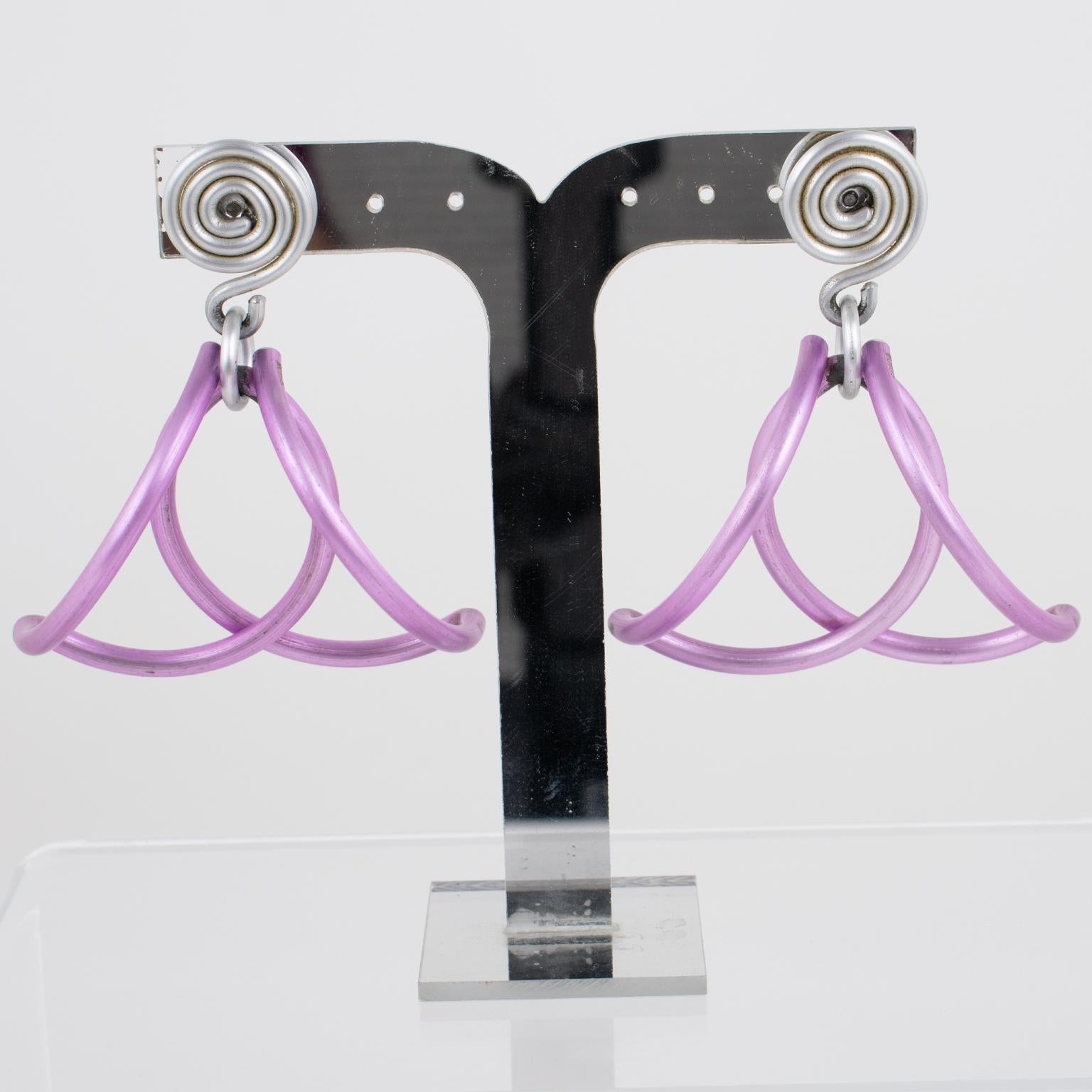 David Spada New York Lavender Aluminum Pierced Earrings For Sale 2