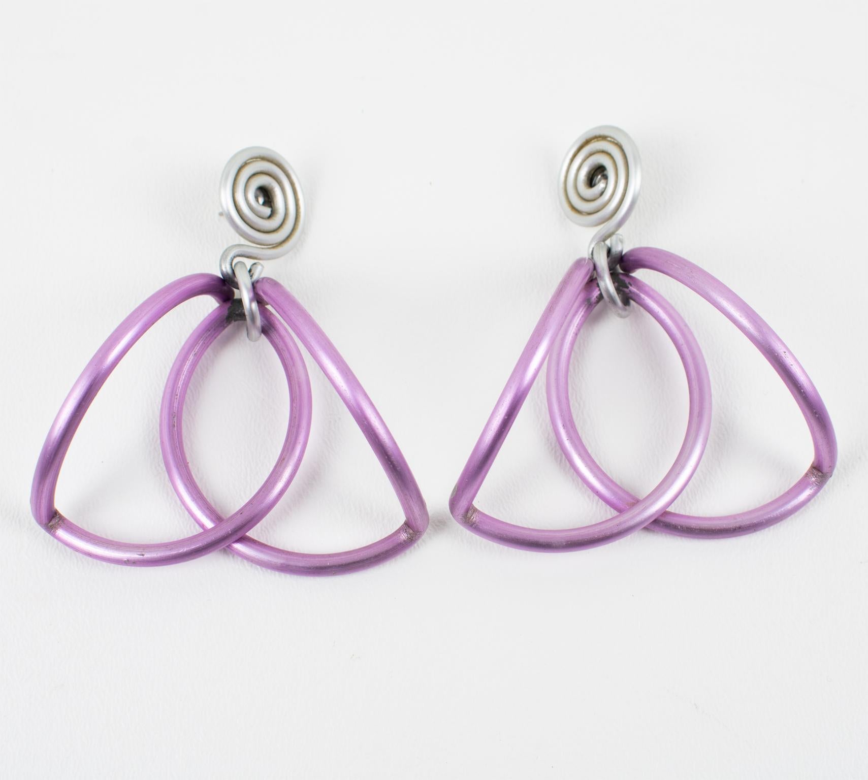 David Spada New York Lavender Aluminum Pierced Earrings For Sale 3