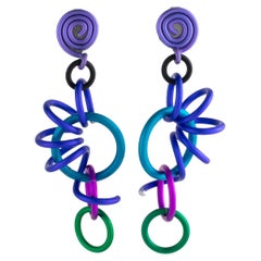 David Spada New York Orecchini pendenti in alluminio blu multicolore con clip
