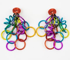David Spada Rainbow Anodized Aluminum Dangle Clip Earrings
