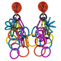 David Spada Rainbow Anodized Aluminum Dangle Clip Earrings