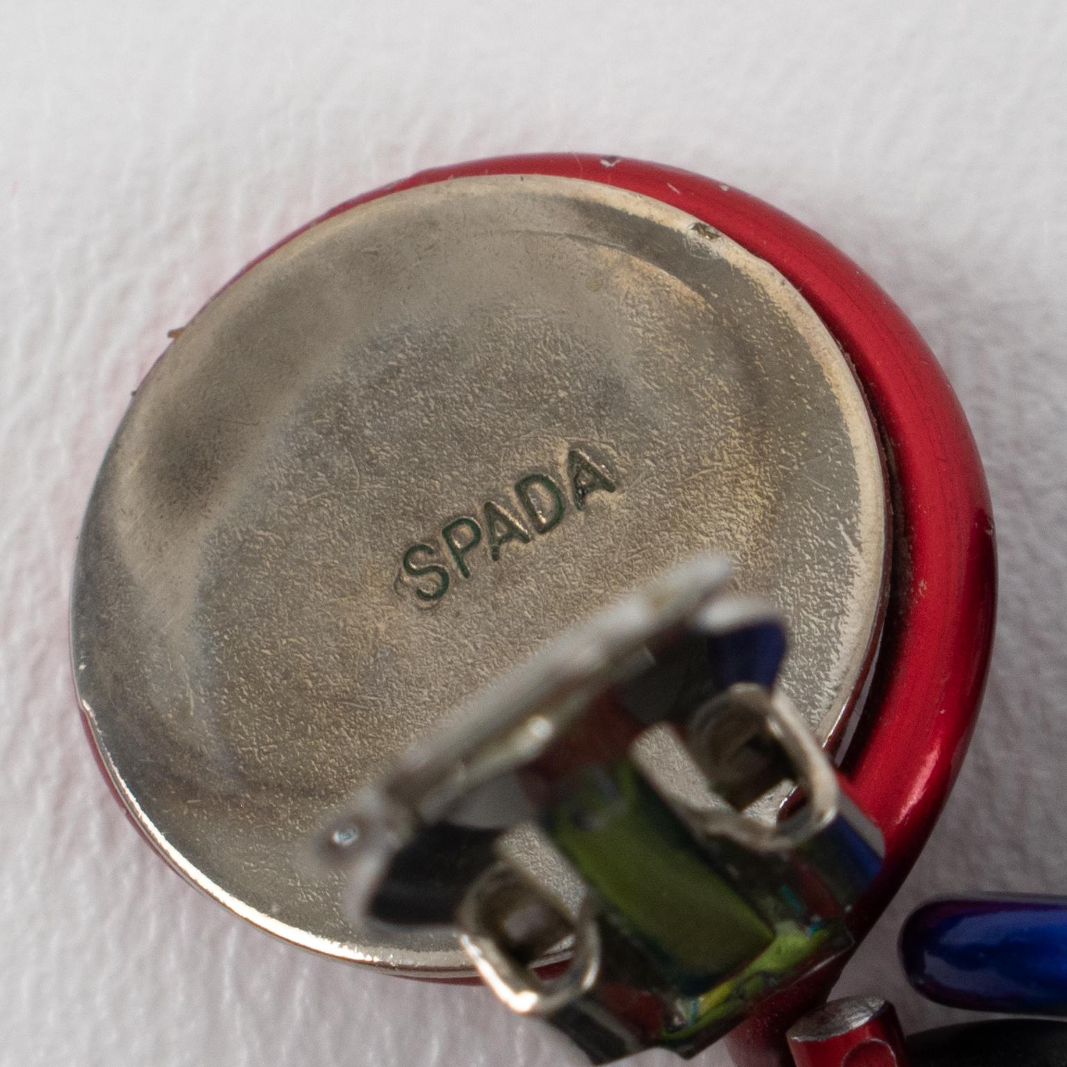 David Spada Space Age Multicolor Aluminum Dangle Clip Earrings In Good Condition In Atlanta, GA
