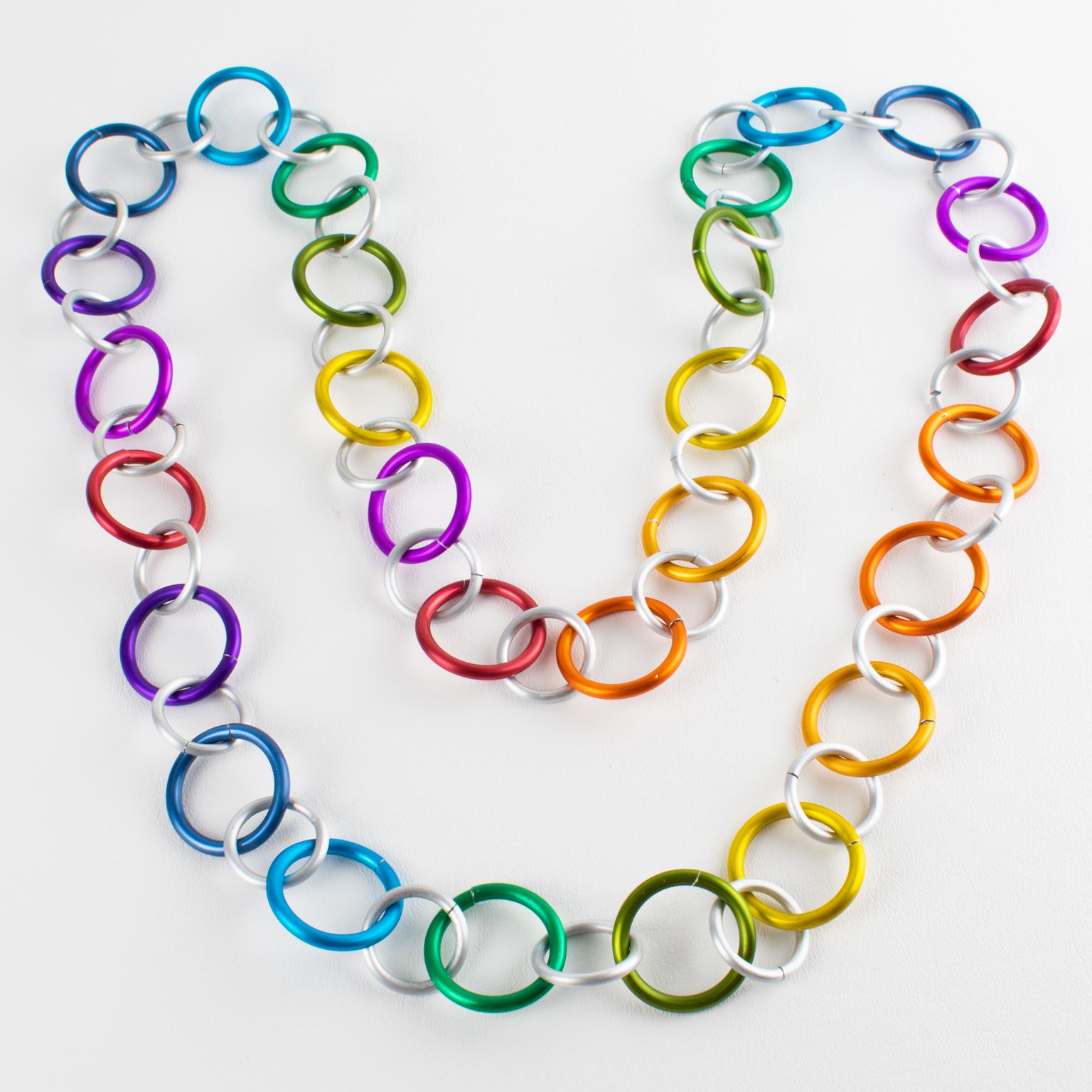 David Spada Space Age Multicolor Aluminium Extra-Long Halskette im Angebot 5