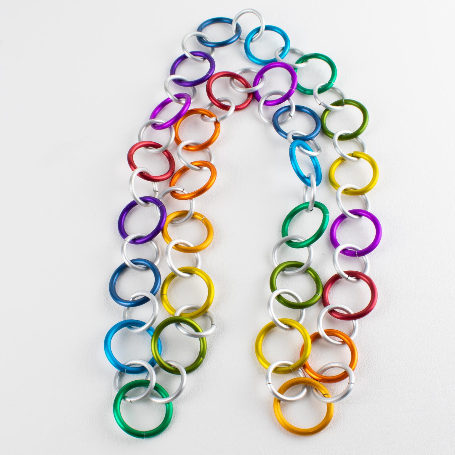 David Spada Space Age Multicolor Aluminium Extra-Long Halskette im Angebot 6