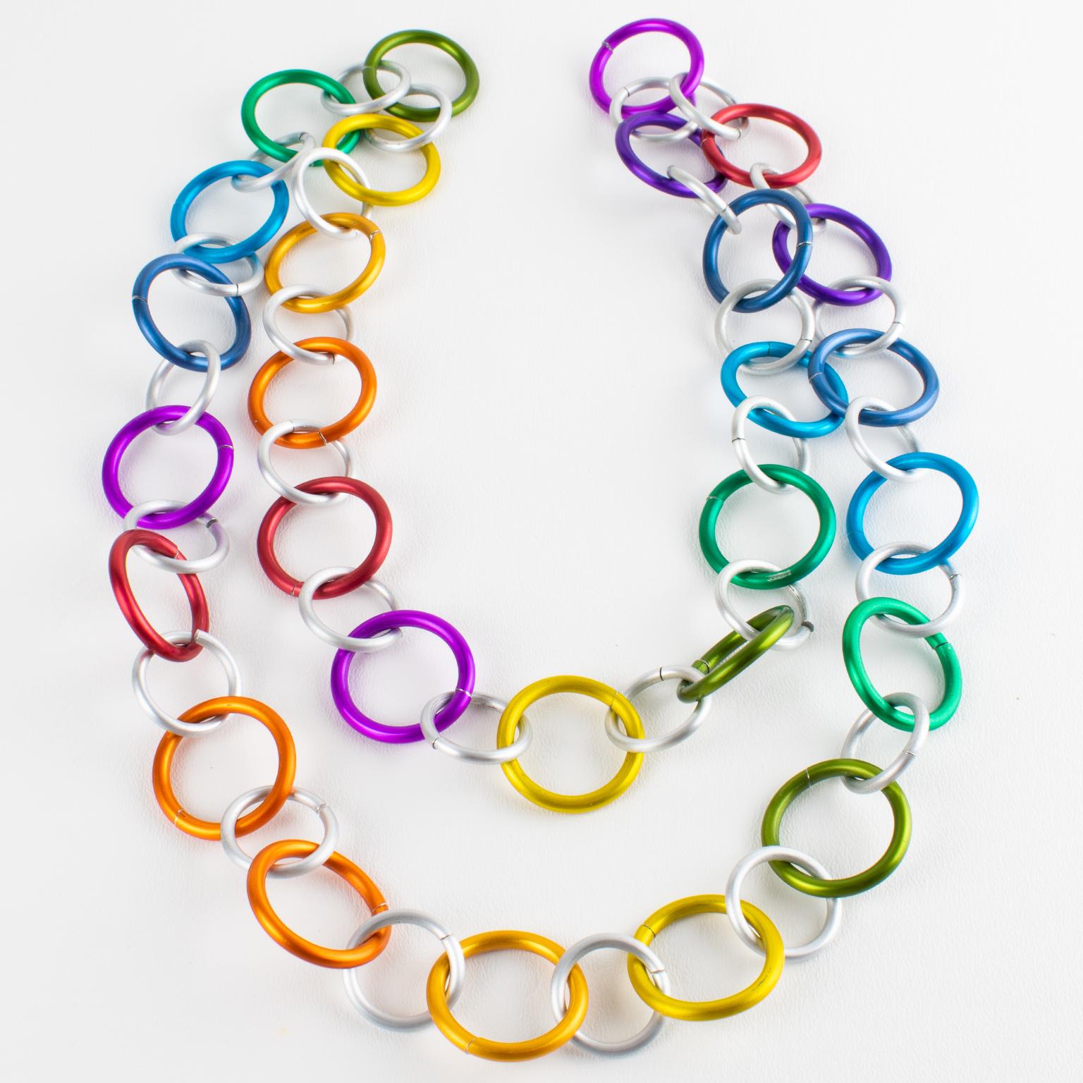 David Spada Space Age Multicolor Aluminium Extra-Long Halskette im Zustand „Hervorragend“ im Angebot in Atlanta, GA