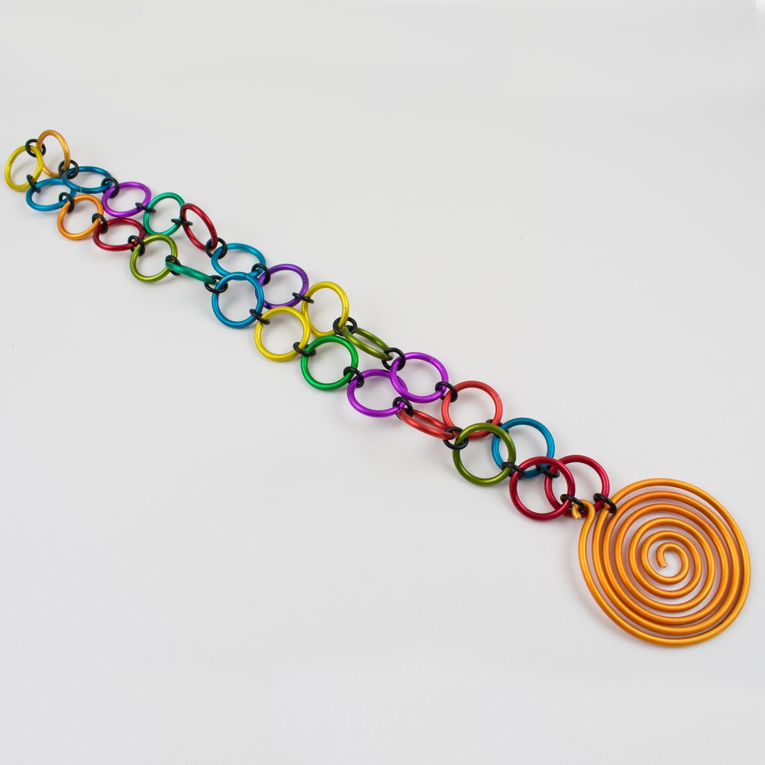 David Spada Space Age Multicolor Aluminum Pendant Necklace 2