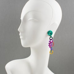 David Spada Space Age Multicolor Anodized Aluminum Dangling Clip on Earrings