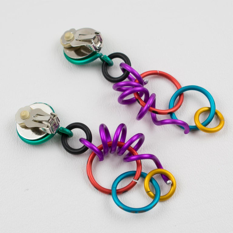 David Spada Space Age Multicolor Anodized Aluminum Dangling Clip on