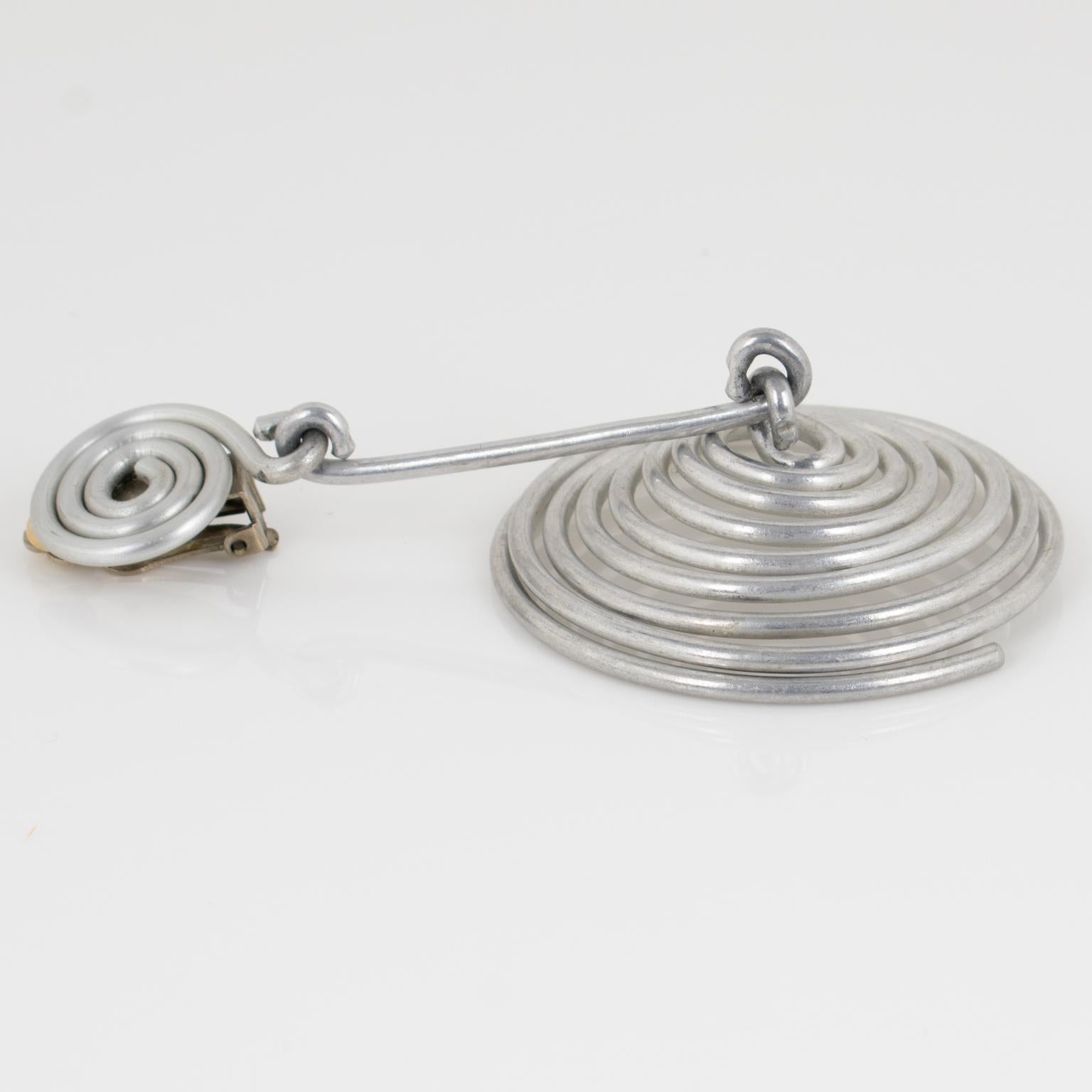 David Spada Coiled Silver Aluminum Clip Earrings For Sale 1