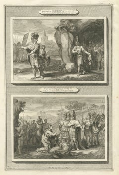 David Spares Saul and Abigail Meets David, Mortier Bible circa 1700