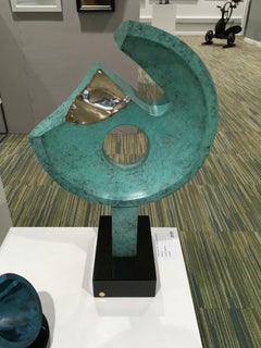 Disc Receiving the Sun-original abstract bronze sculpture-contemporary art