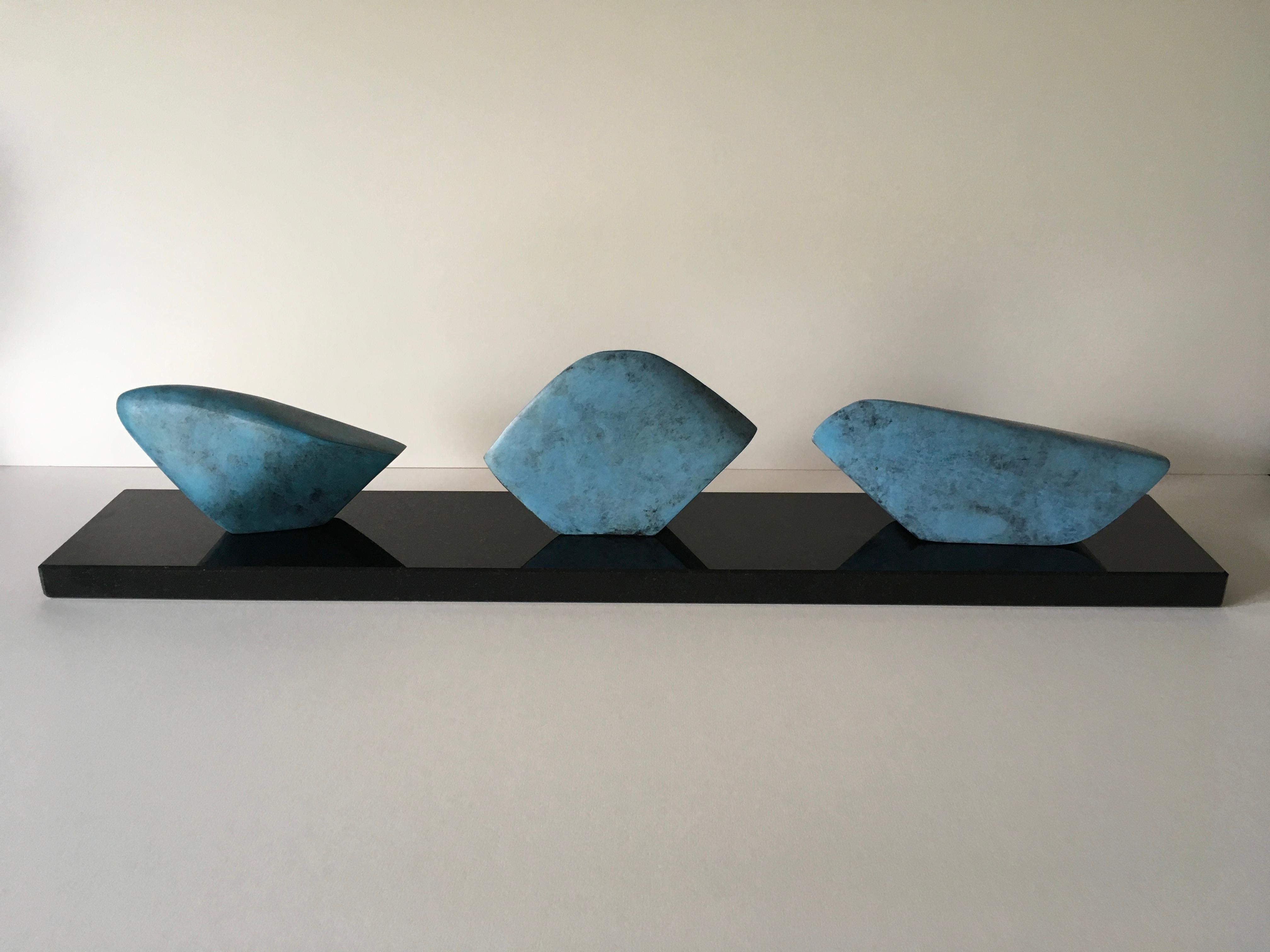 Neolithic Flints  - Tabletop limited edition abstract sculpture Bronze - Sculpture by David Sprakes
