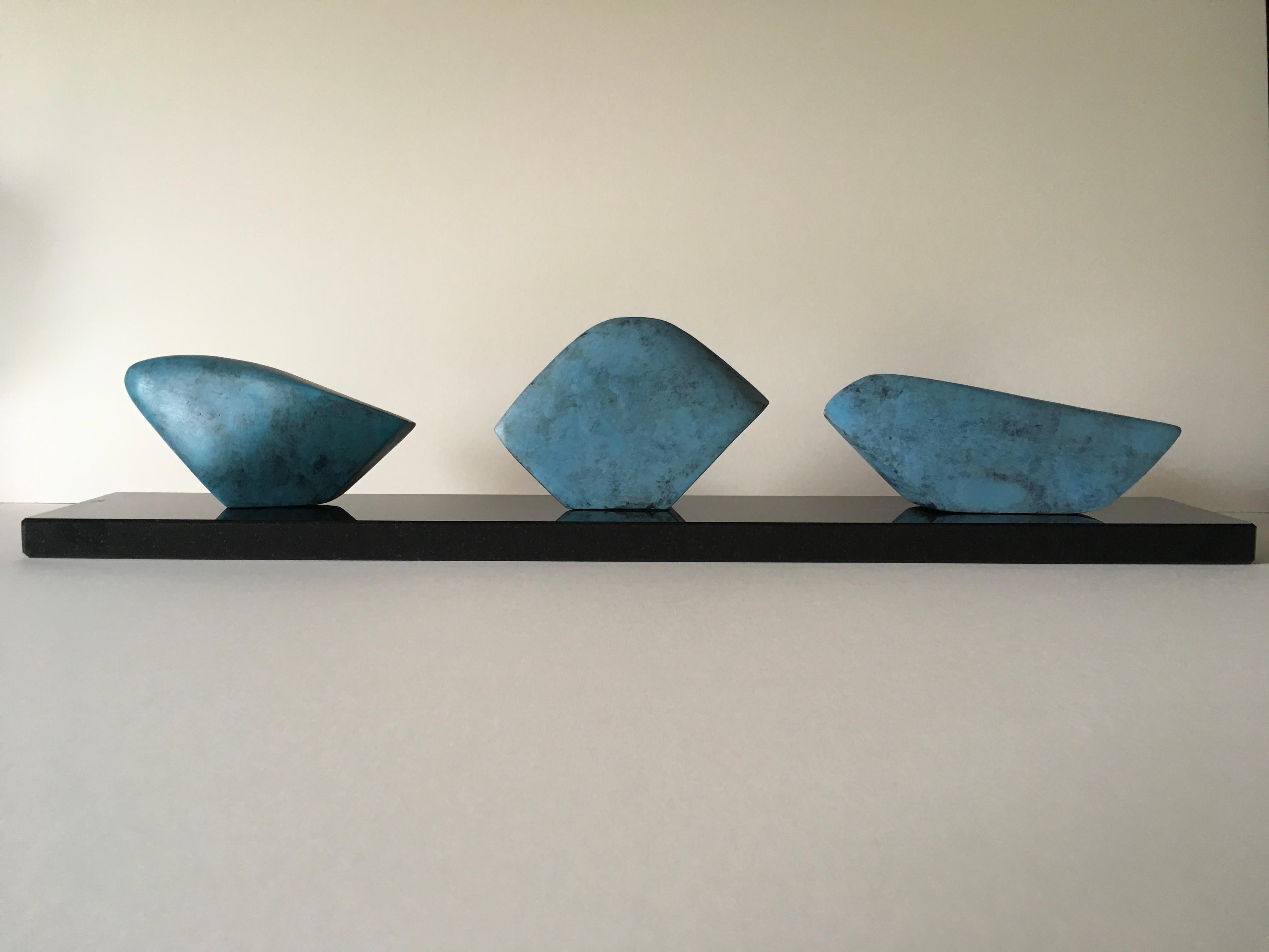 David Sprakes Abstract Sculpture - Neolithic Flints  - Tabletop limited edition abstract sculpture Bronze