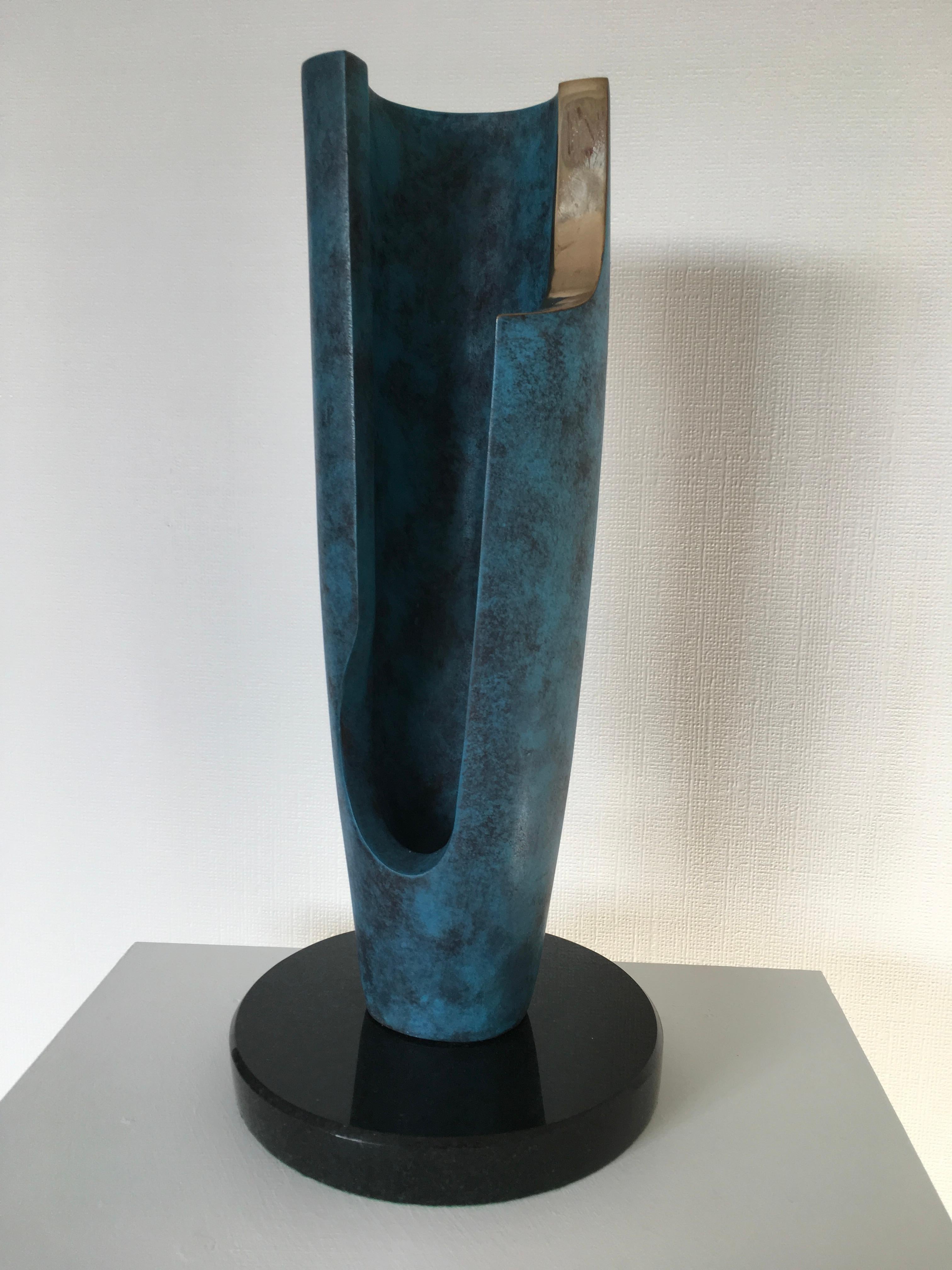 Tall Hollow  - Tabletop limited edition sculpture Bronze - Sculpture by David Sprakes