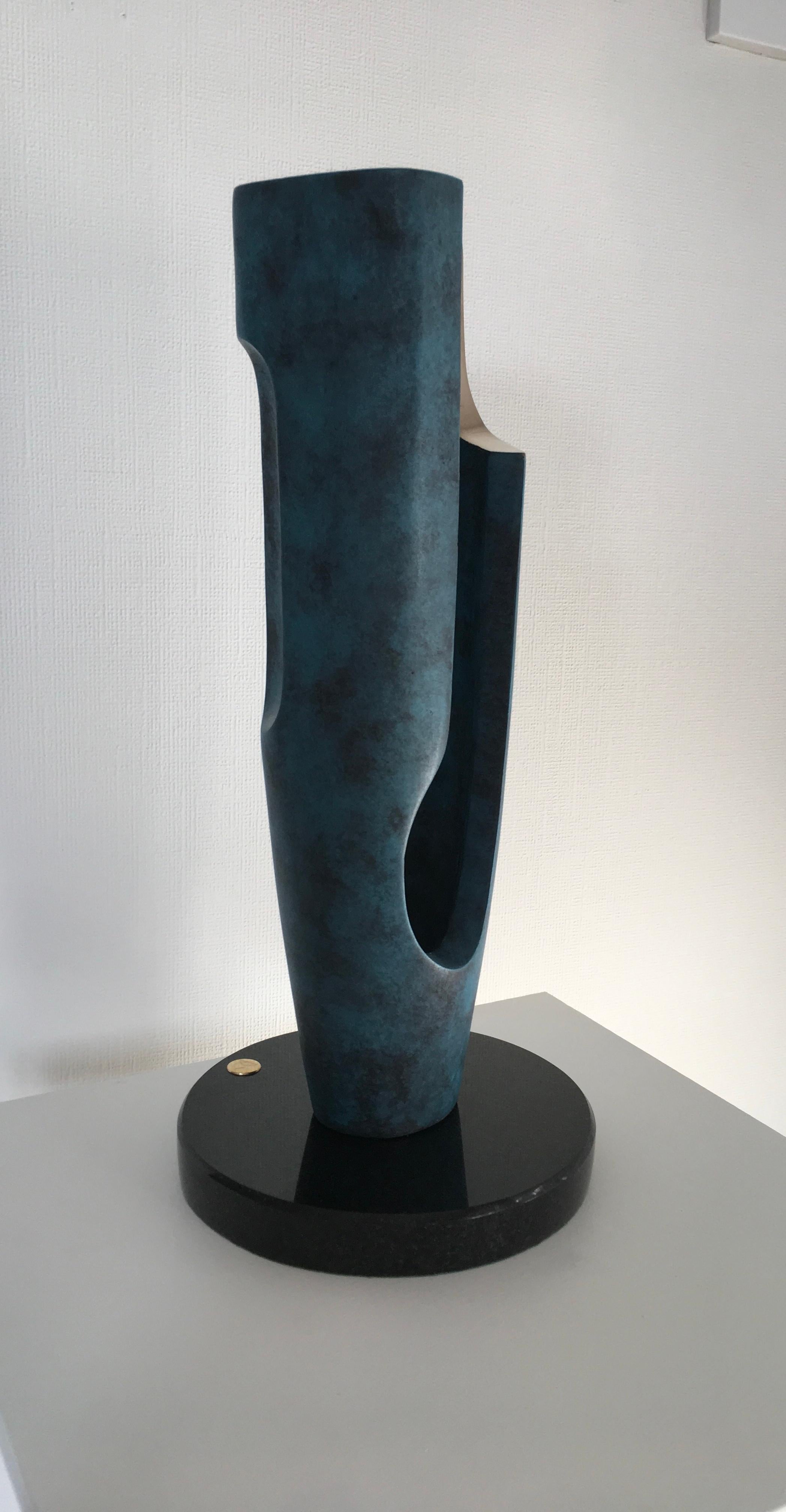 Tall Hollow  - Tabletop limited edition sculpture Bronze - Modern Sculpture by David Sprakes