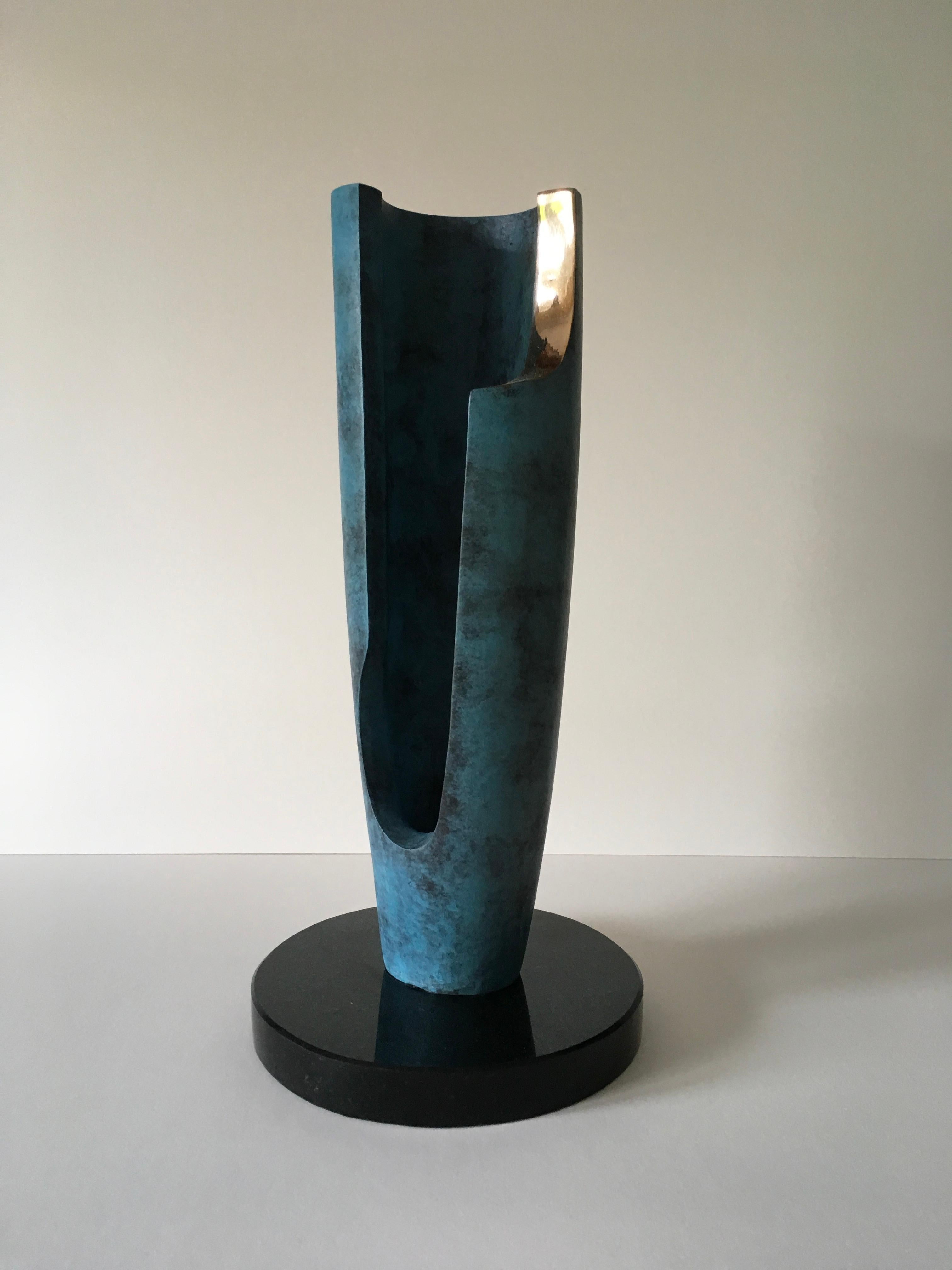 David Sprakes Abstract Sculpture - Tall Hollow  - Tabletop limited edition sculpture Bronze