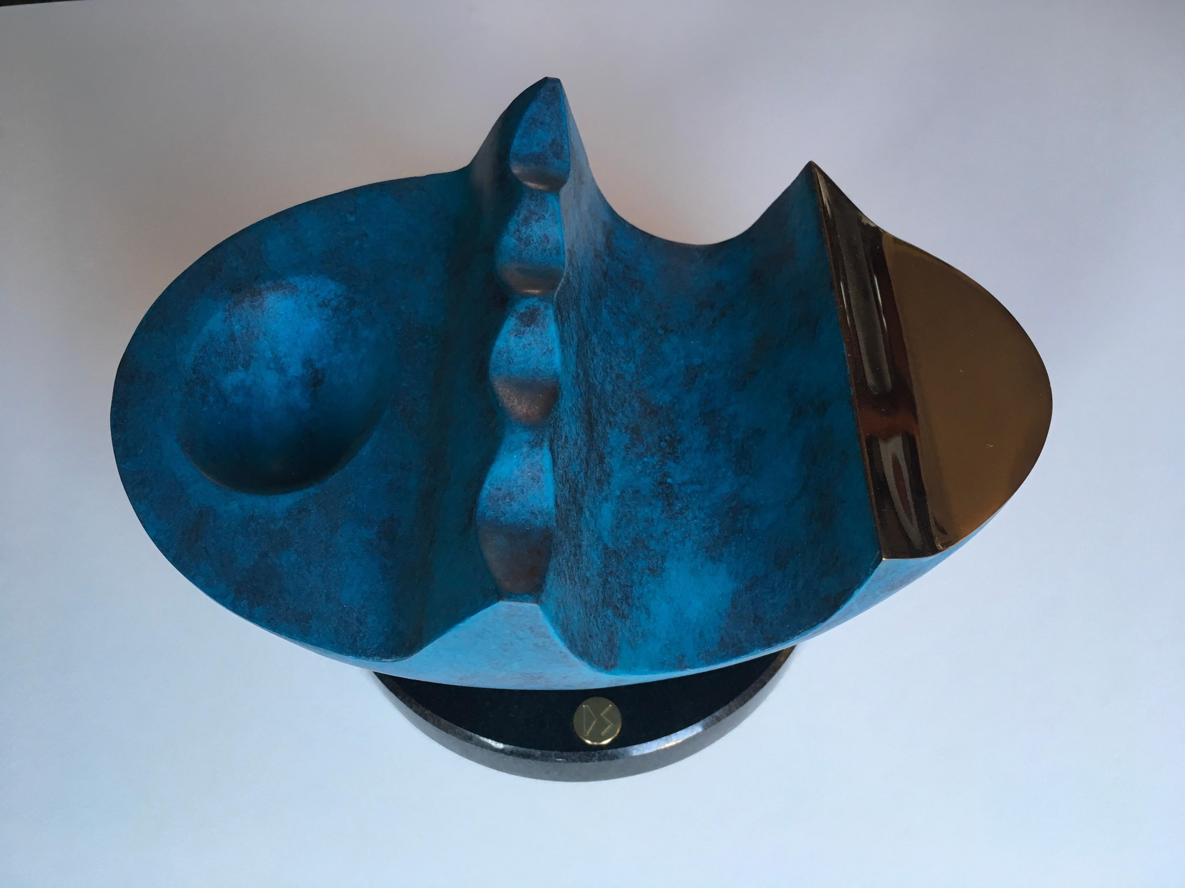 Tidal Stone  - Tabletop limited edition sculpture Bronze - Sculpture by David Sprakes