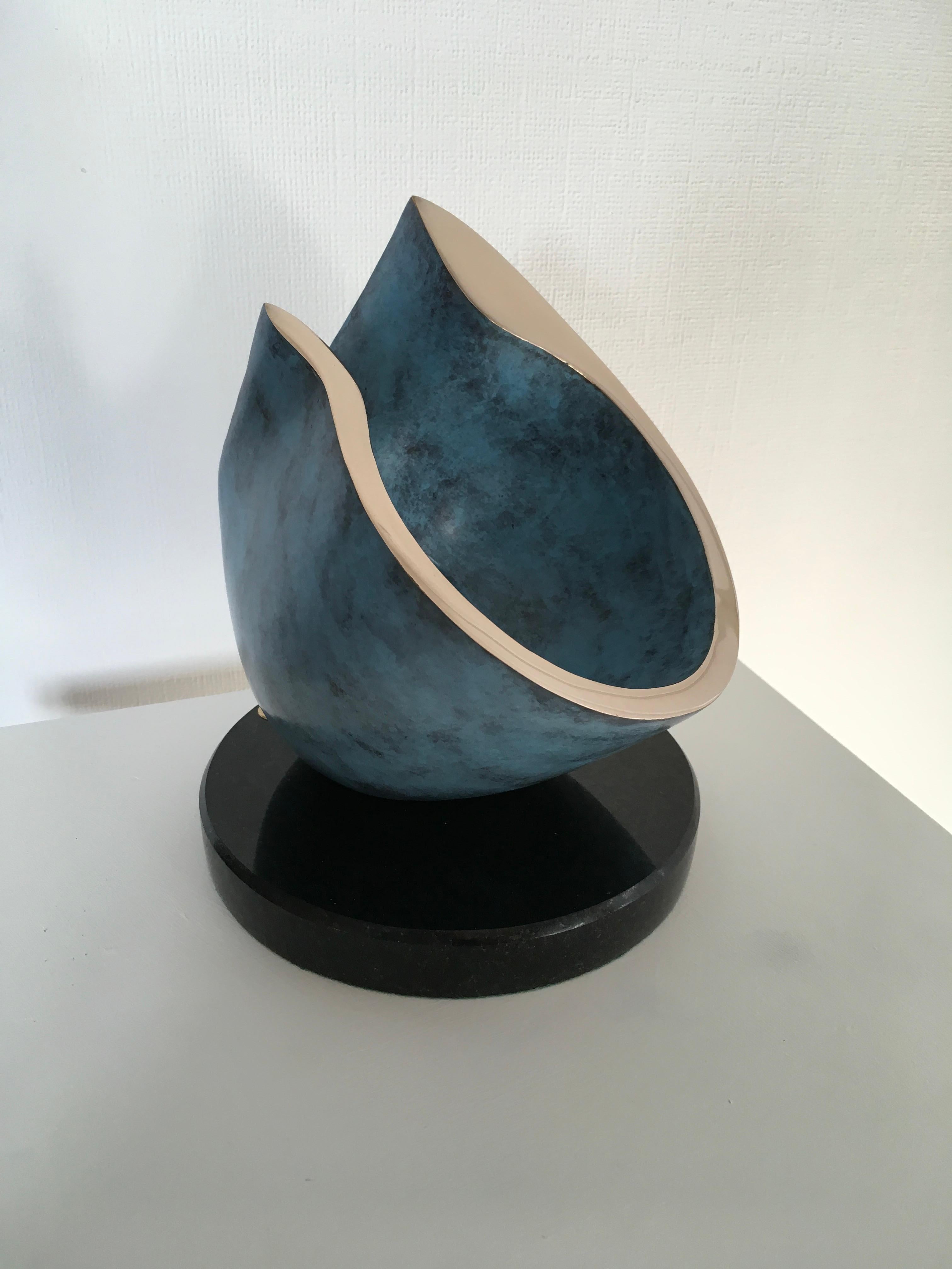 Tipped Hollow-scultura astratta originale in bronzo-opera d'arte-arte contemporanea - Abstract Sculpture Marrone di David Sprakes