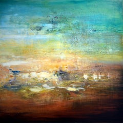 Wyre Wonder I - abstract landscape painting modern original vista oil artwork