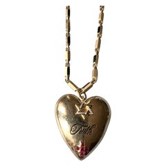 David Star Heart Necklace Gold Plated Truth Ruby Greek Cross