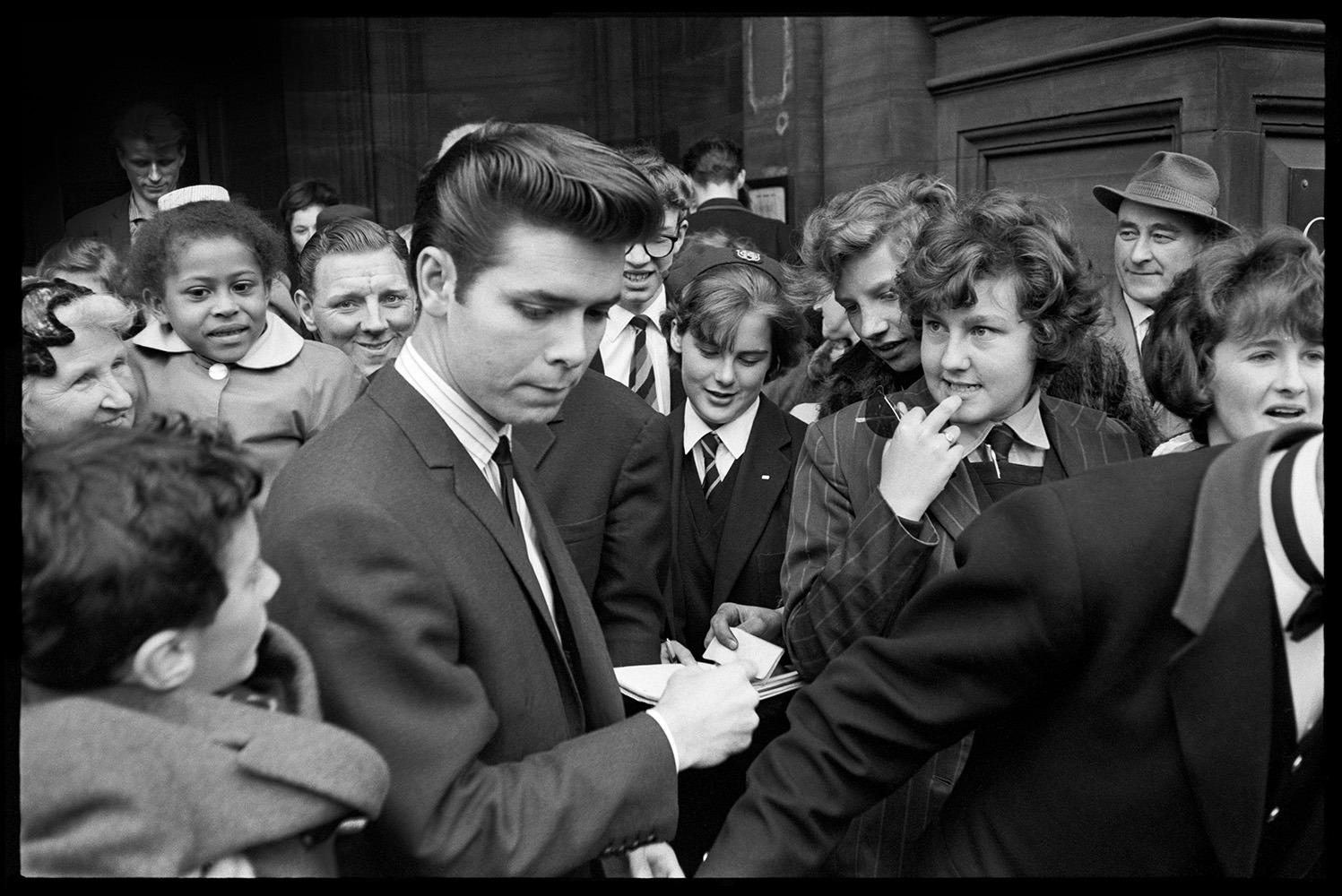 David Steen Black and White Photograph - Cliff Richard – Signing Autographs, on Tour, April, 1964 Limited Estate Print 