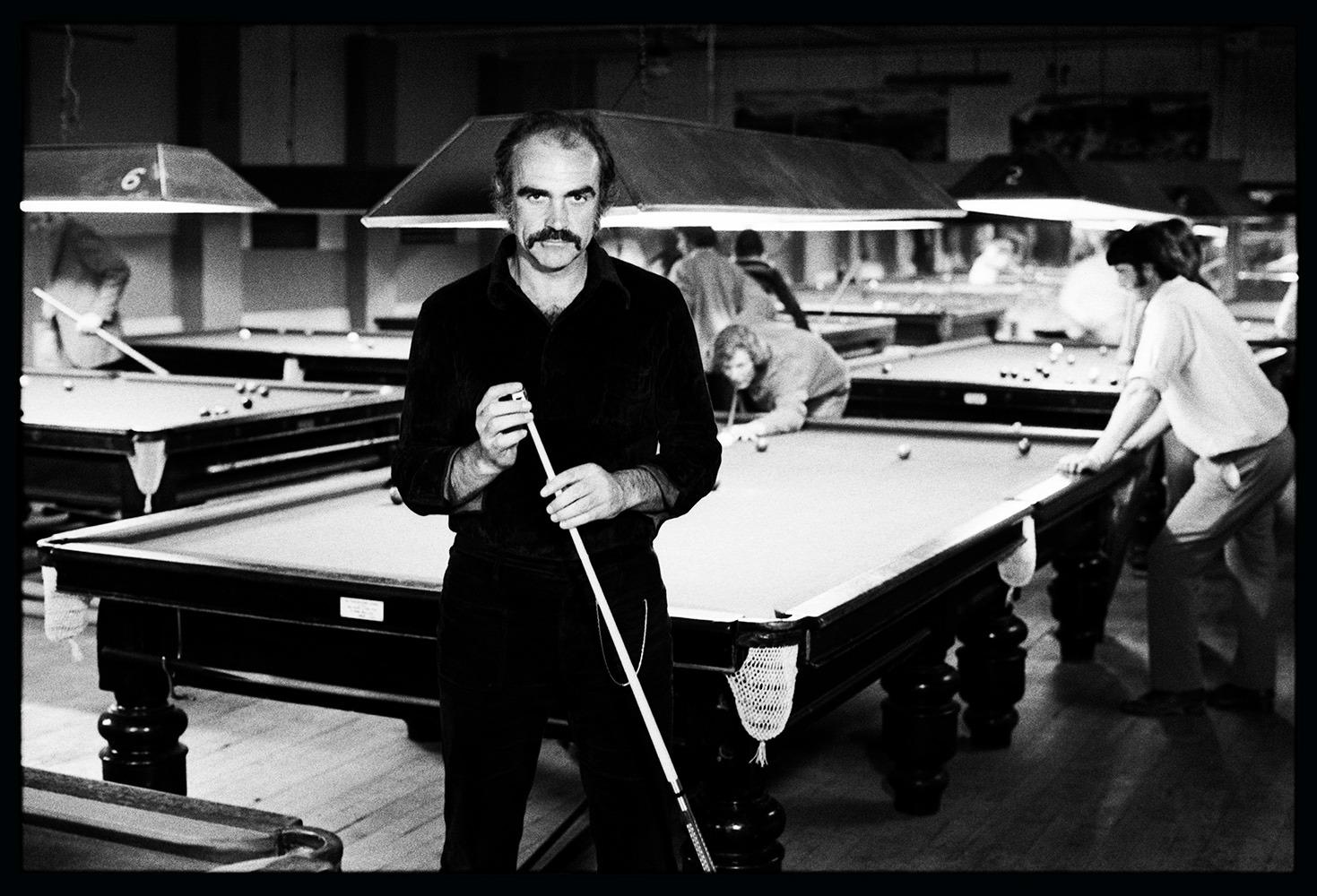 David Steen Black and White Photograph - Sean Connery Snooker – County Wicklow, Ireland, 1973 Limited Estate Print 