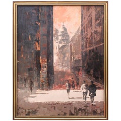 David Stefan Przepiora Italian City Scene Painting Oil on Board