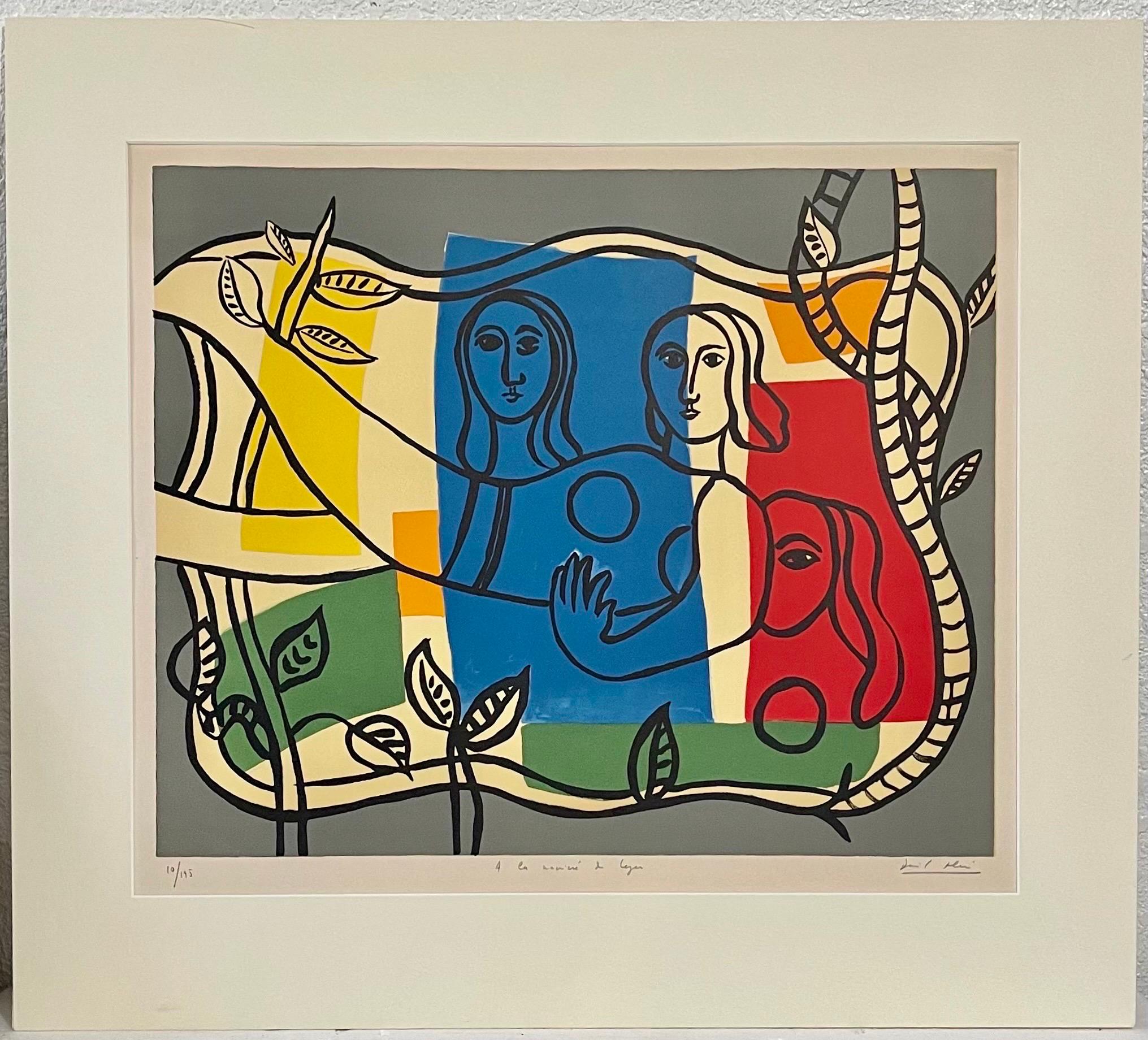 Lithograph by Master Art Forger after Fernand Leger Color Modernist on Arches 4