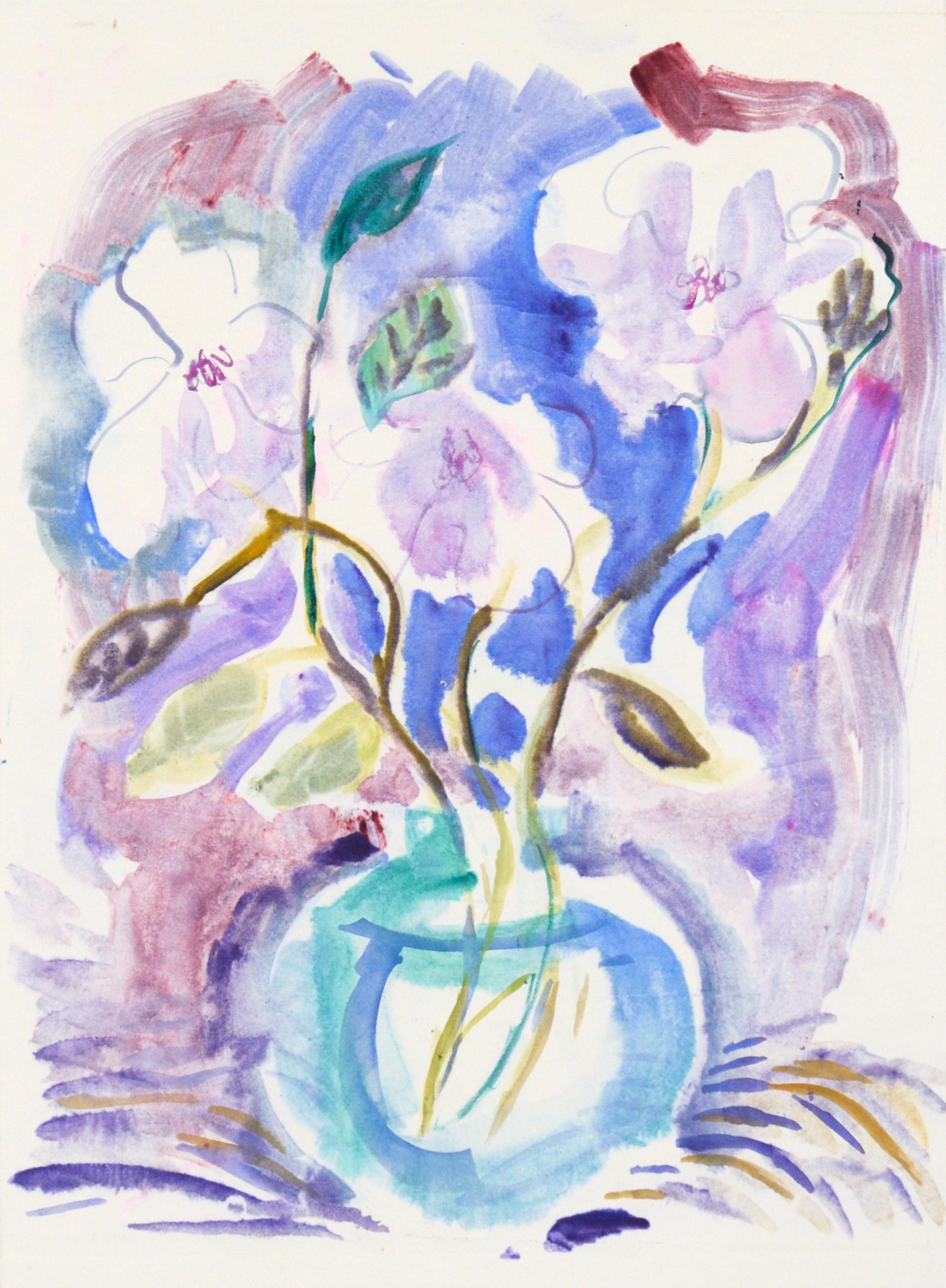 Floral Still Life Monoprint on Paper - Art by David Stephens