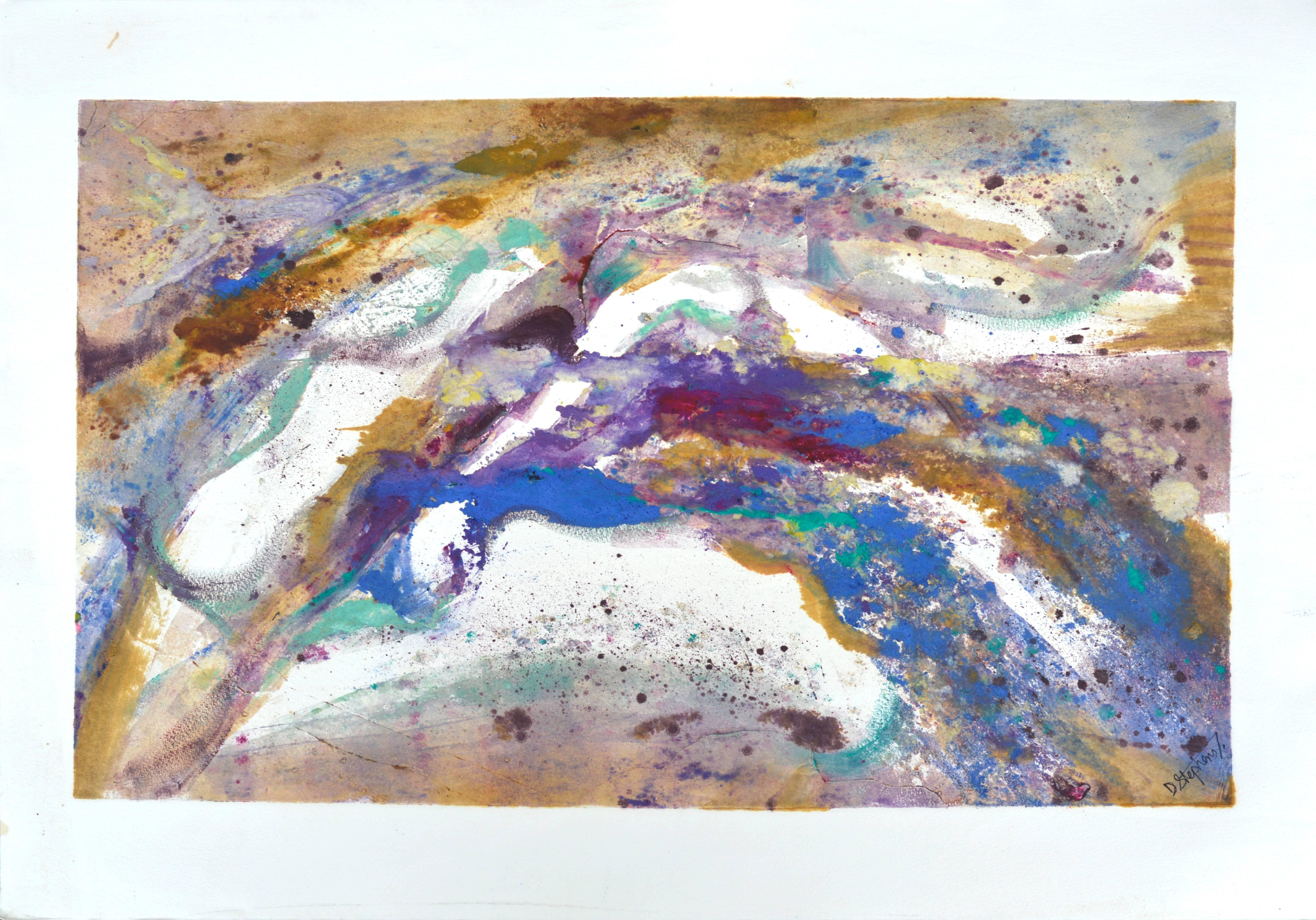 Monotype I Peinture abstraite, couleurs opaques et transparentes, signée