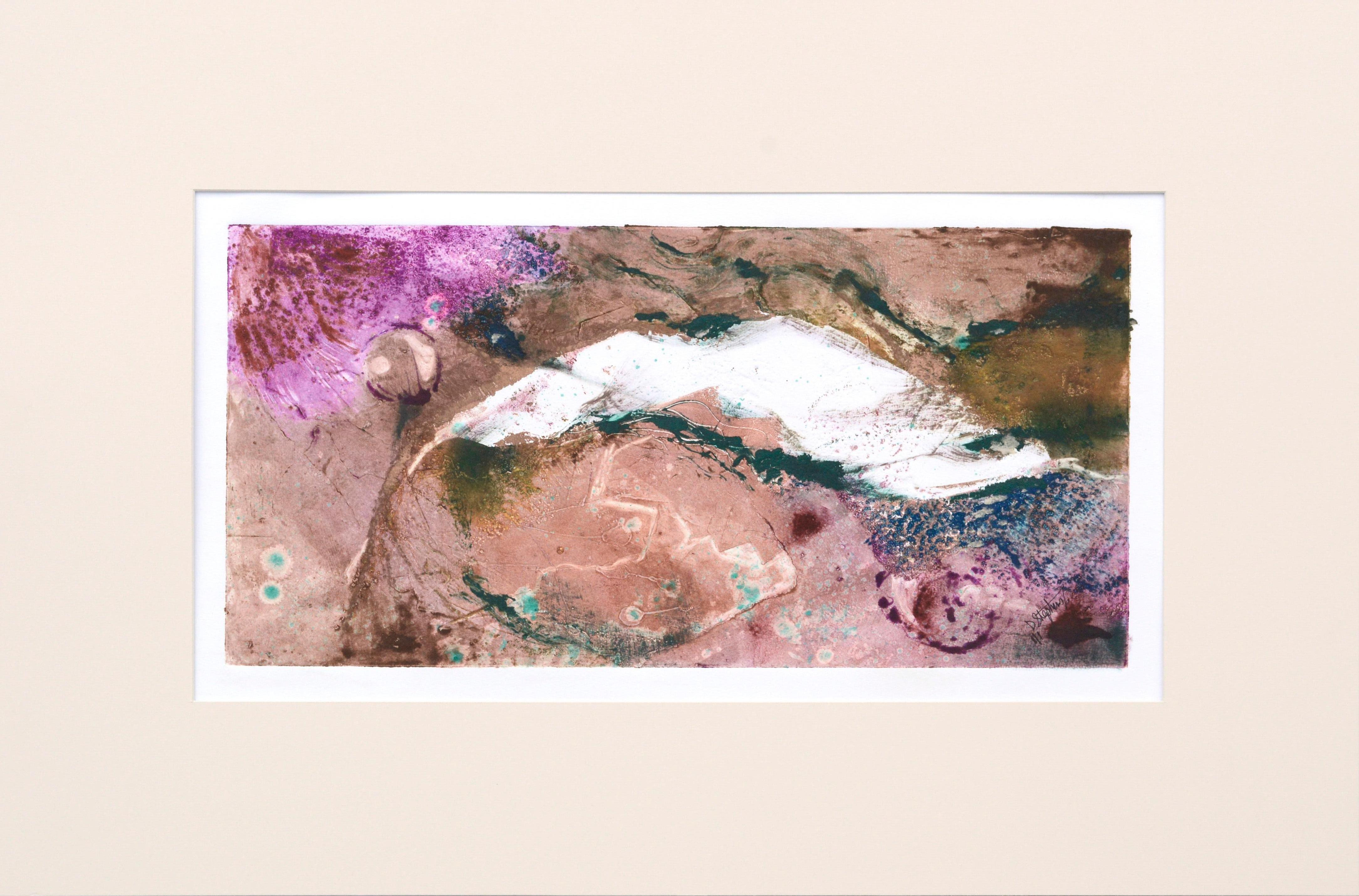 Monotipo astratto con texture Tan e Magenta